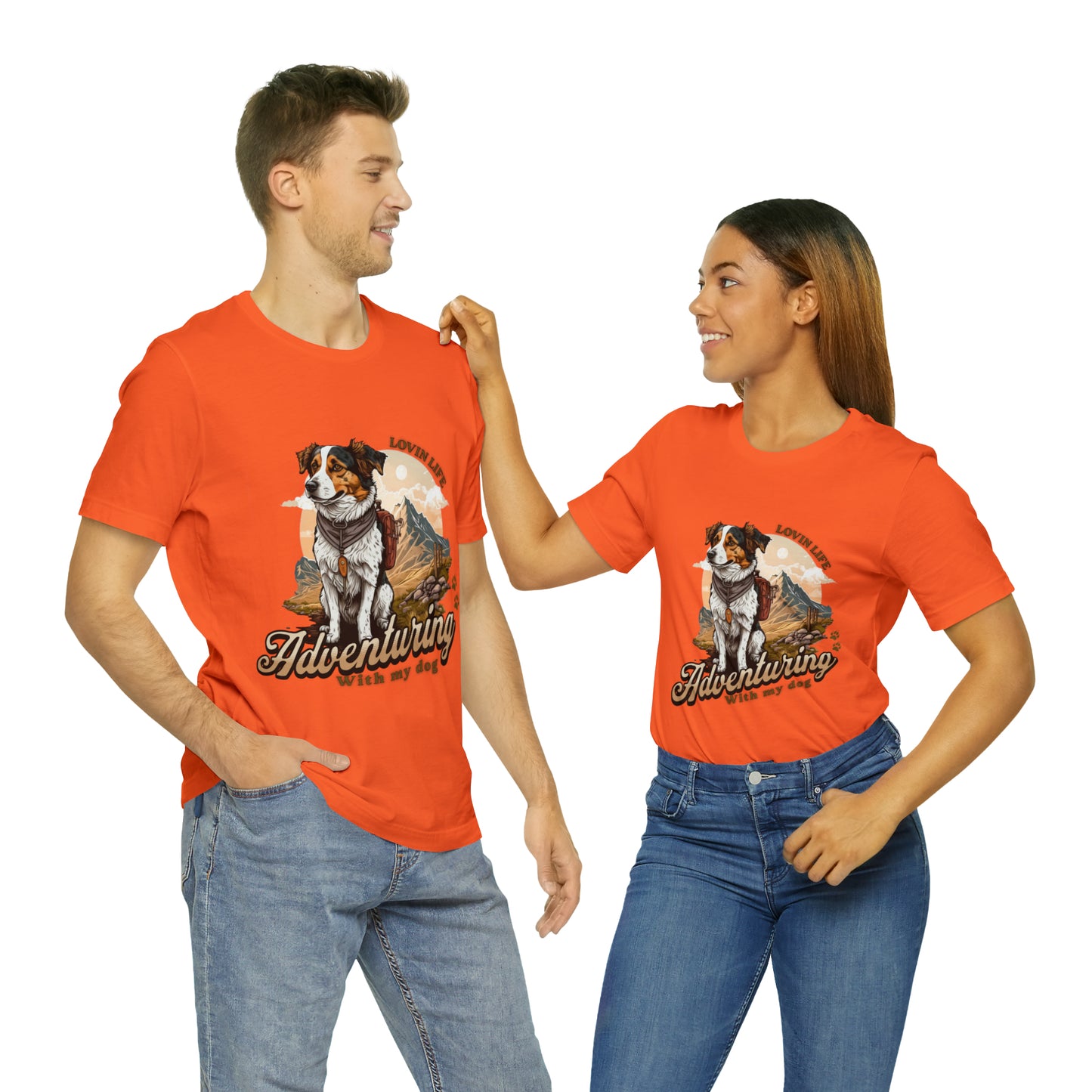 Adventuring with my Dog Short Sleeve Tee, Vintage Outdoor theme