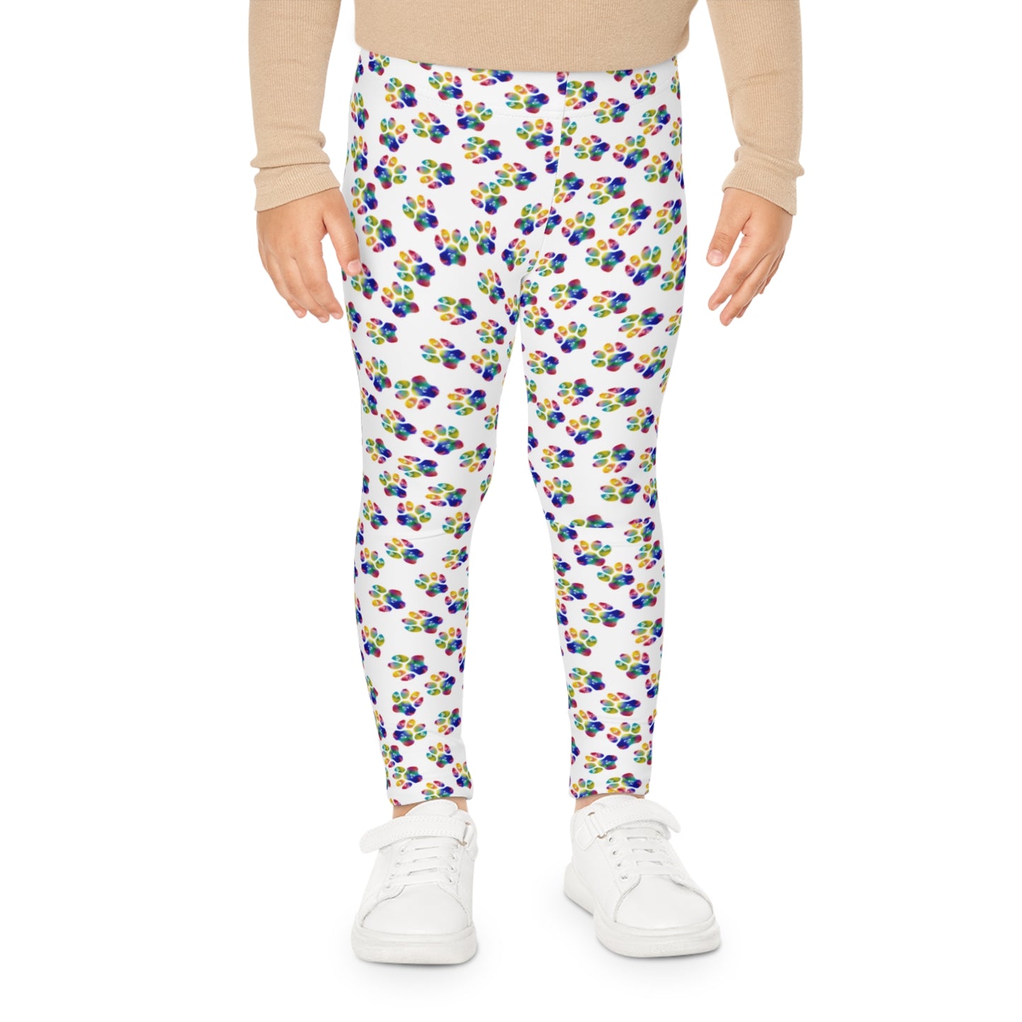 Girls colorful paw print leggings. Cute paw prints for any cat or dog lover.