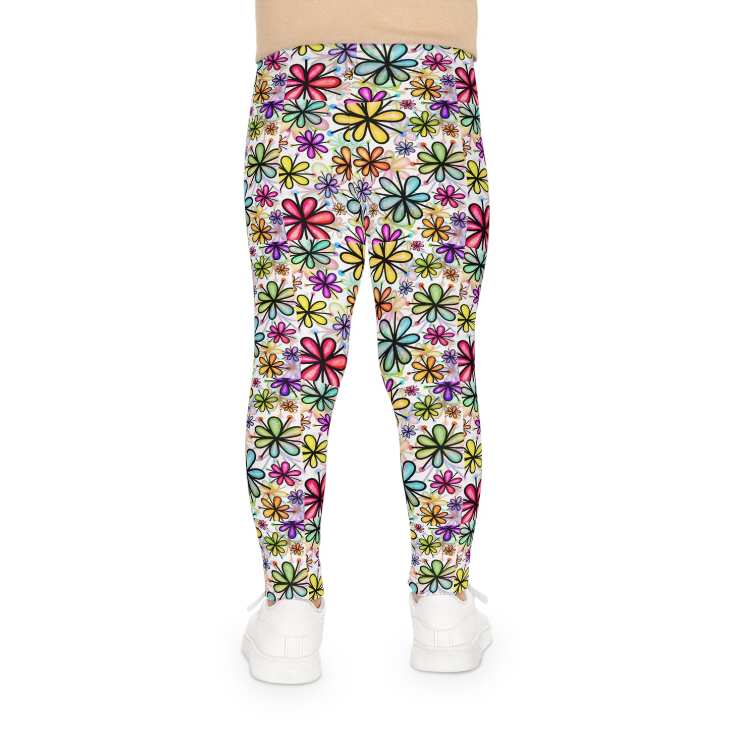 Girl's colorful daisy leggings.