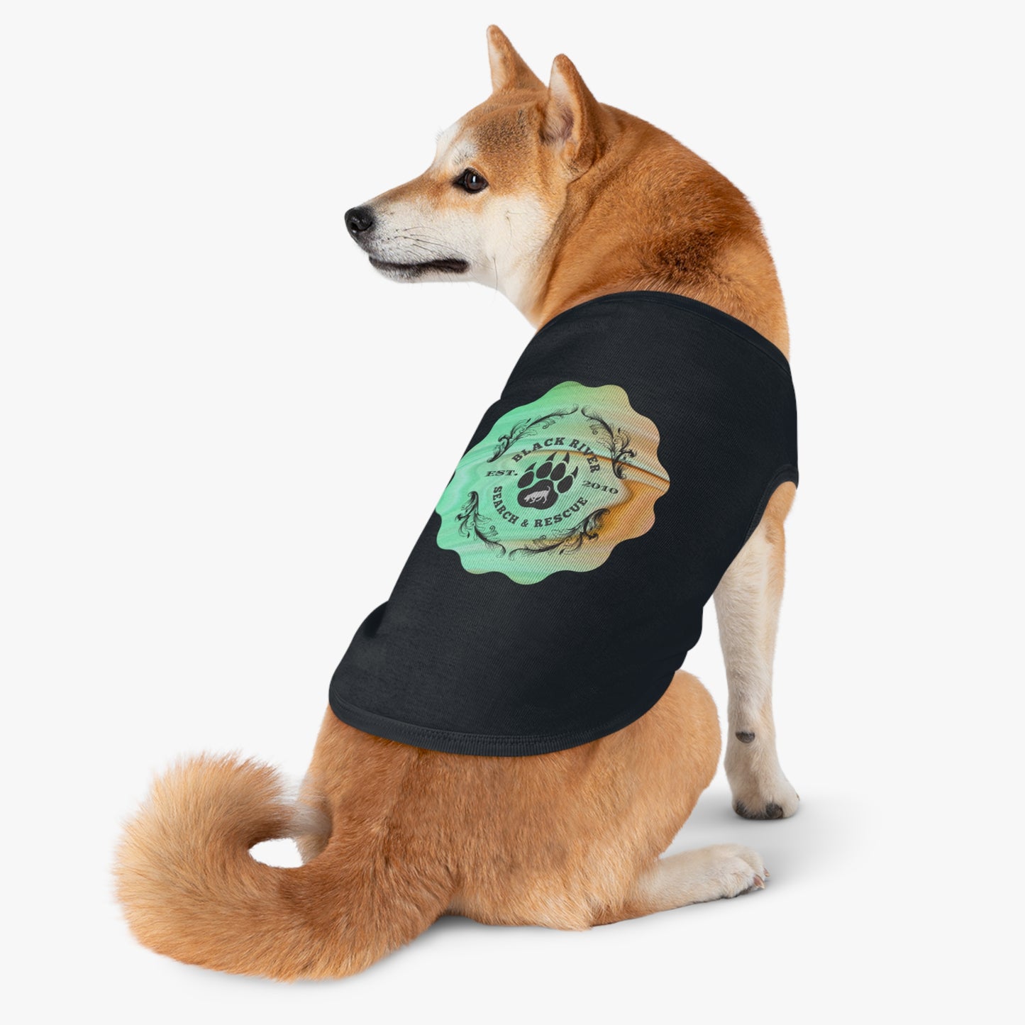 Green and Peach Marble Black River Search & Rescue Pet Tank Top