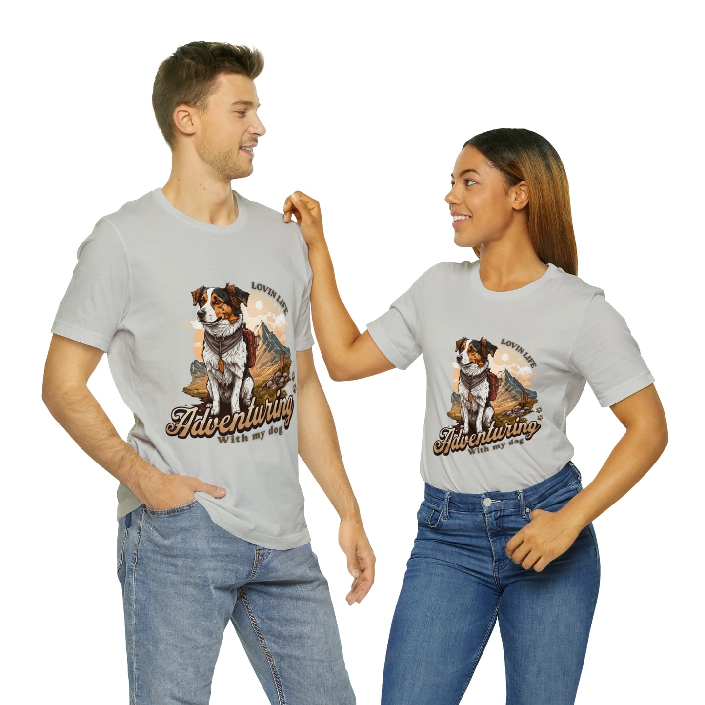 Adventuring with my Dog Short Sleeve Tee, Vintage Outdoor theme