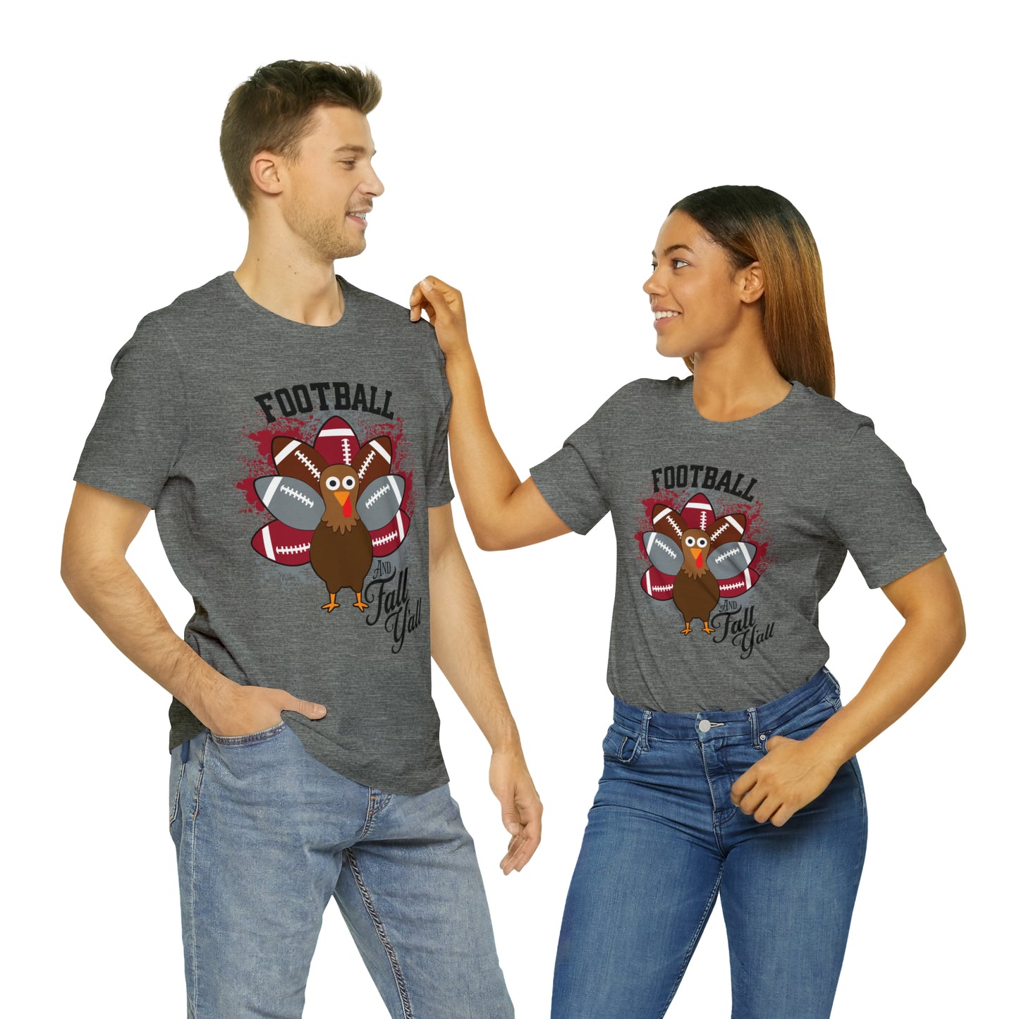 Custom Crimson and Gray Football and Fall Short Sleeve Tee, Football and turkey shirt, Alabama