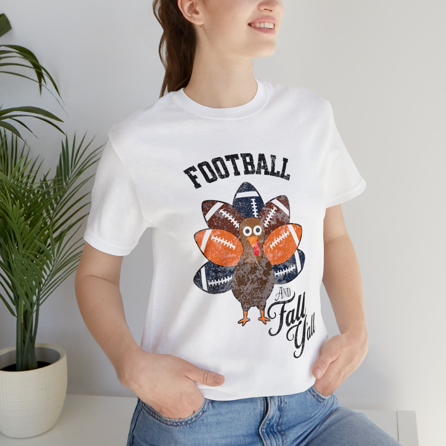 Vintage Dark Blue and Orange Football and Fall Short Sleeve Tee, Football and turkey shirt, Auburn