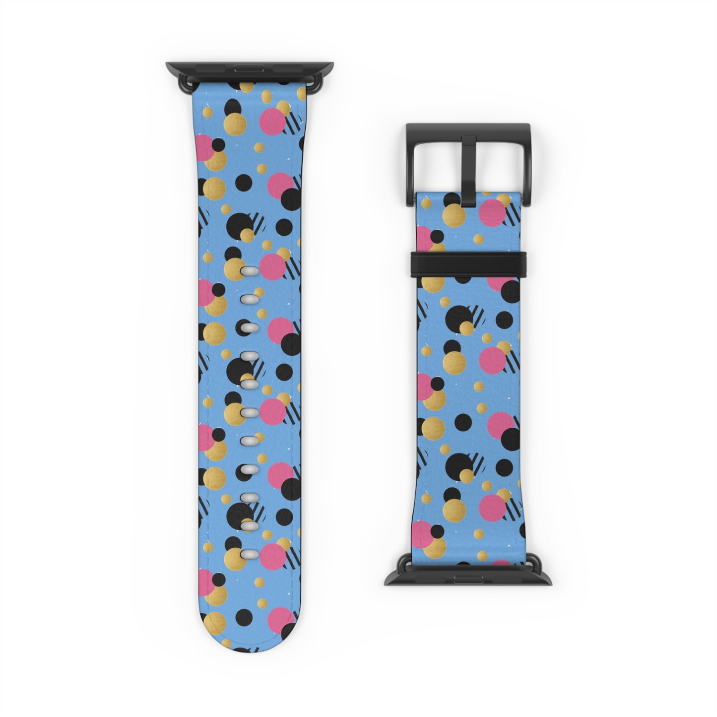 Pink Black Gold Polka Dot light Blue Apple Watch Band