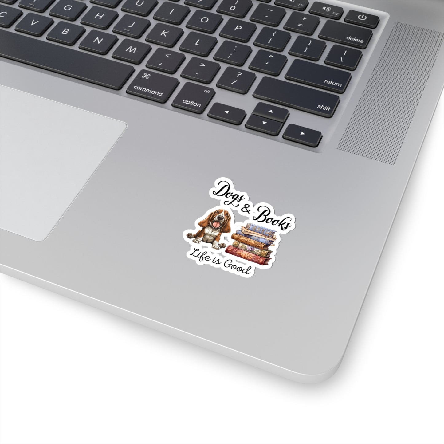 Bassett Hound dogs and Books Kiss-Cut Stickers