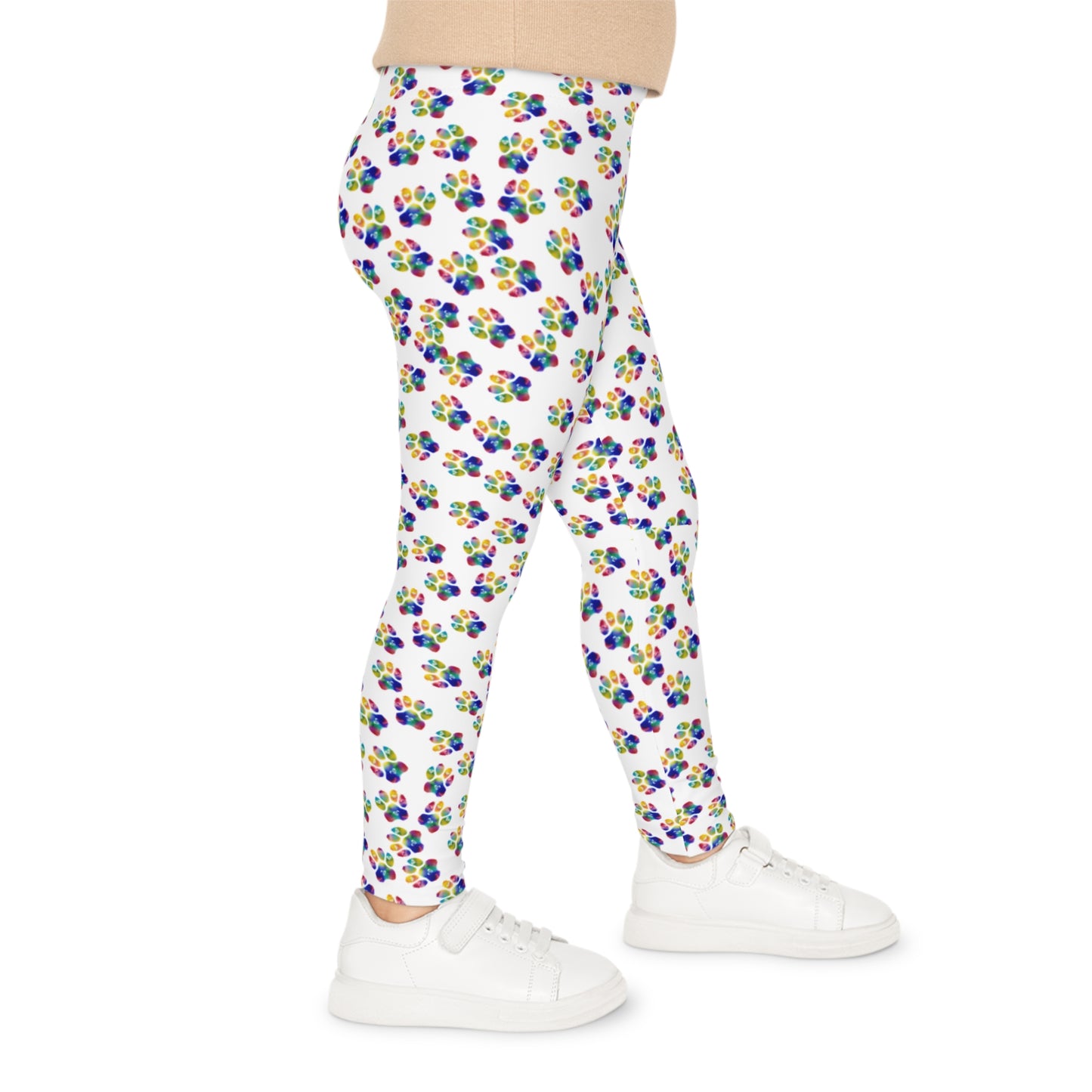 Girls colorful paw print leggings. Cute paw prints for any cat or dog lover.