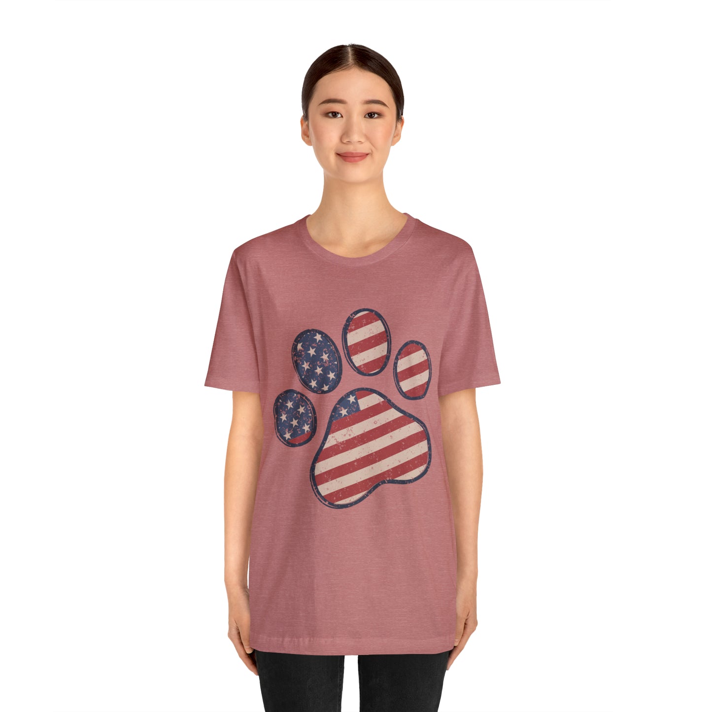 4th of July Pawprint Unisex Jersey Short Sleeve Tee Patriotic American Flag