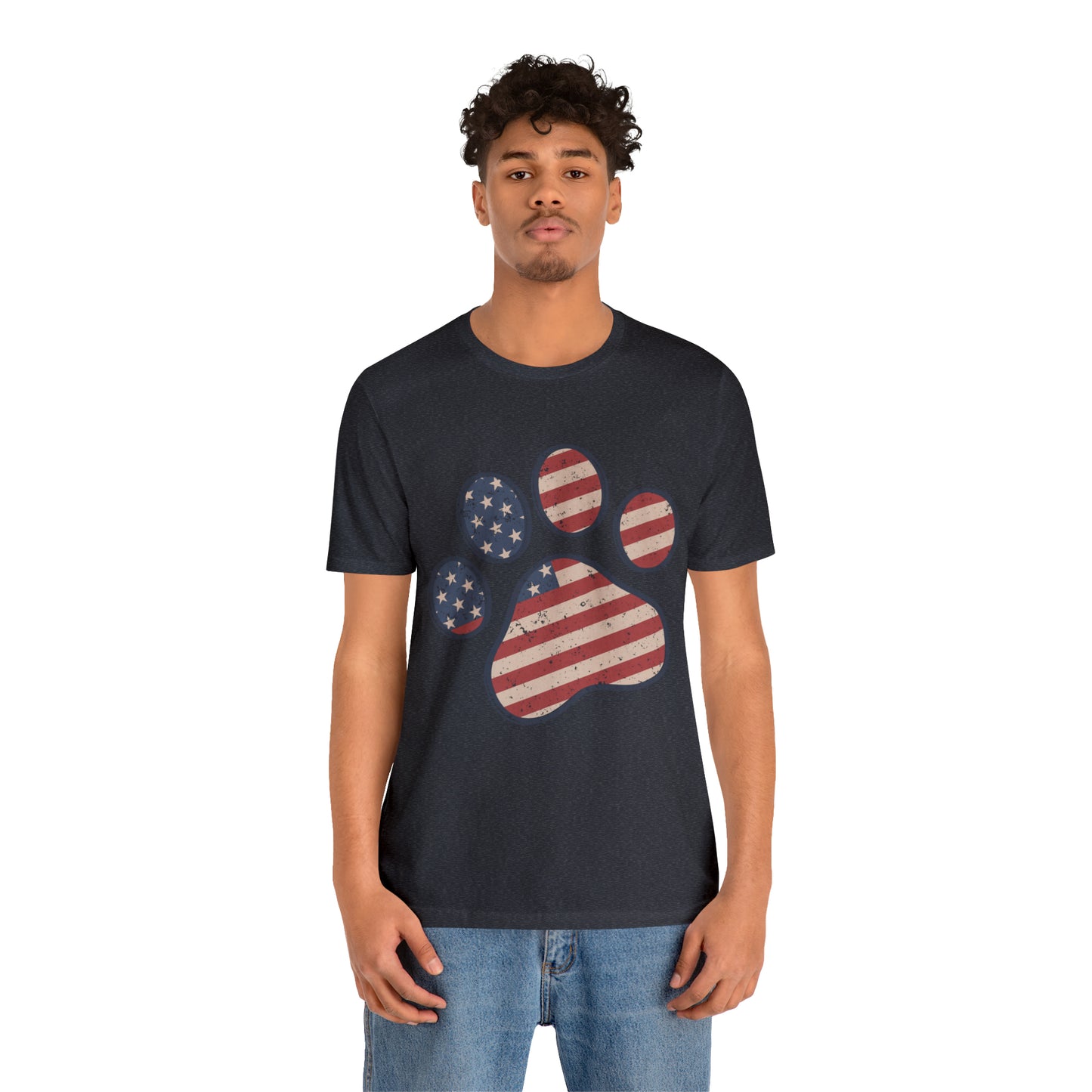 4th of July Pawprint Unisex Jersey Short Sleeve Tee Patriotic American Flag