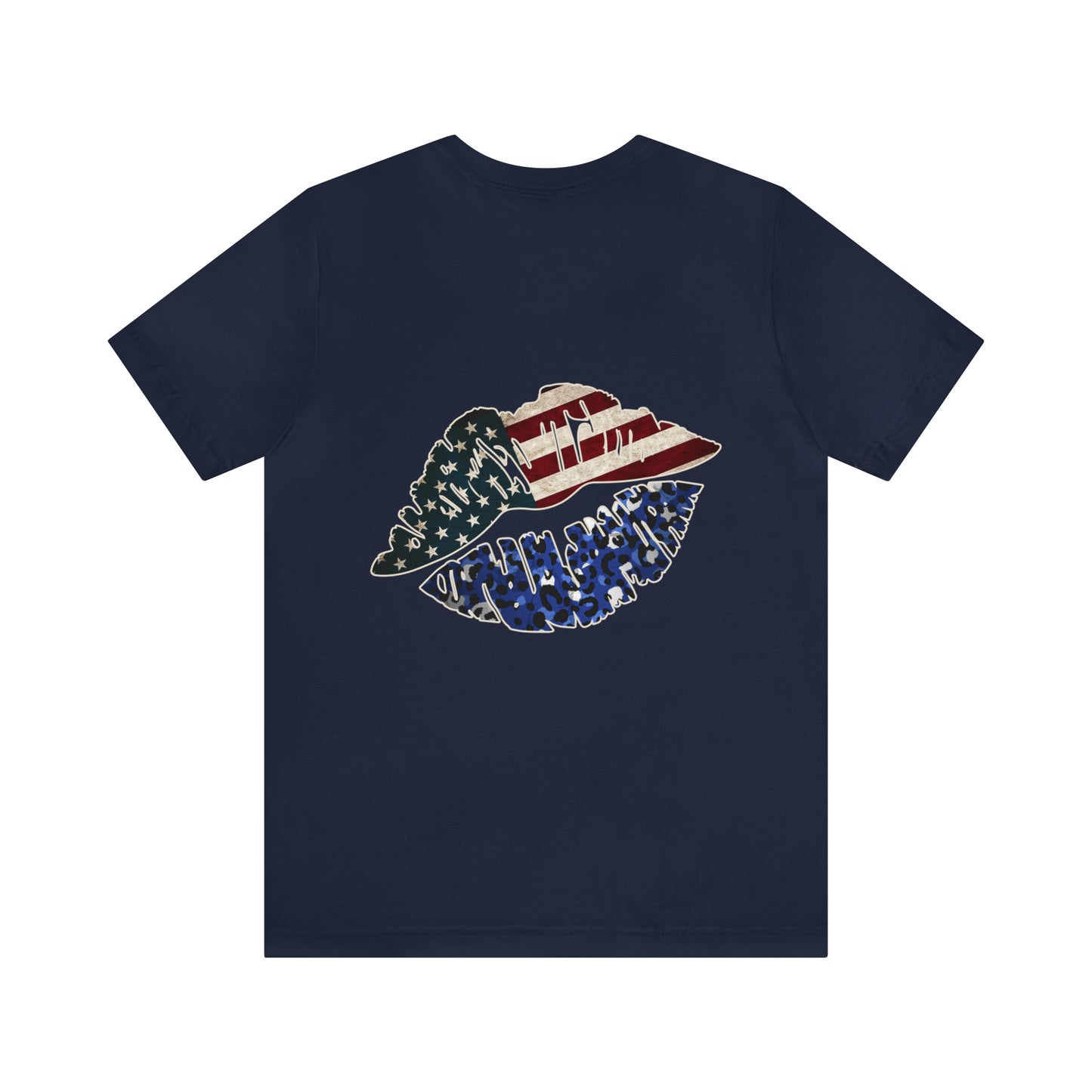 American Flag Lips 4th of July Unisex Jersey Short Sleeve Tee Patriotic Retro