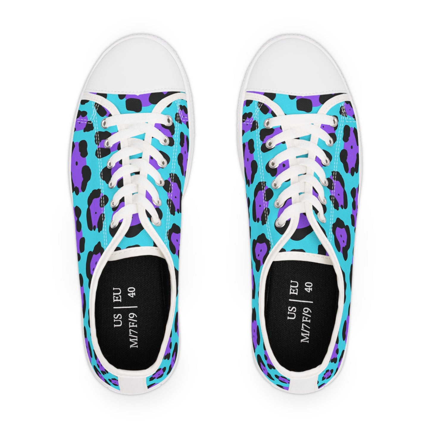 Women's Low Top Sneakers, aqua, Purple Leopard