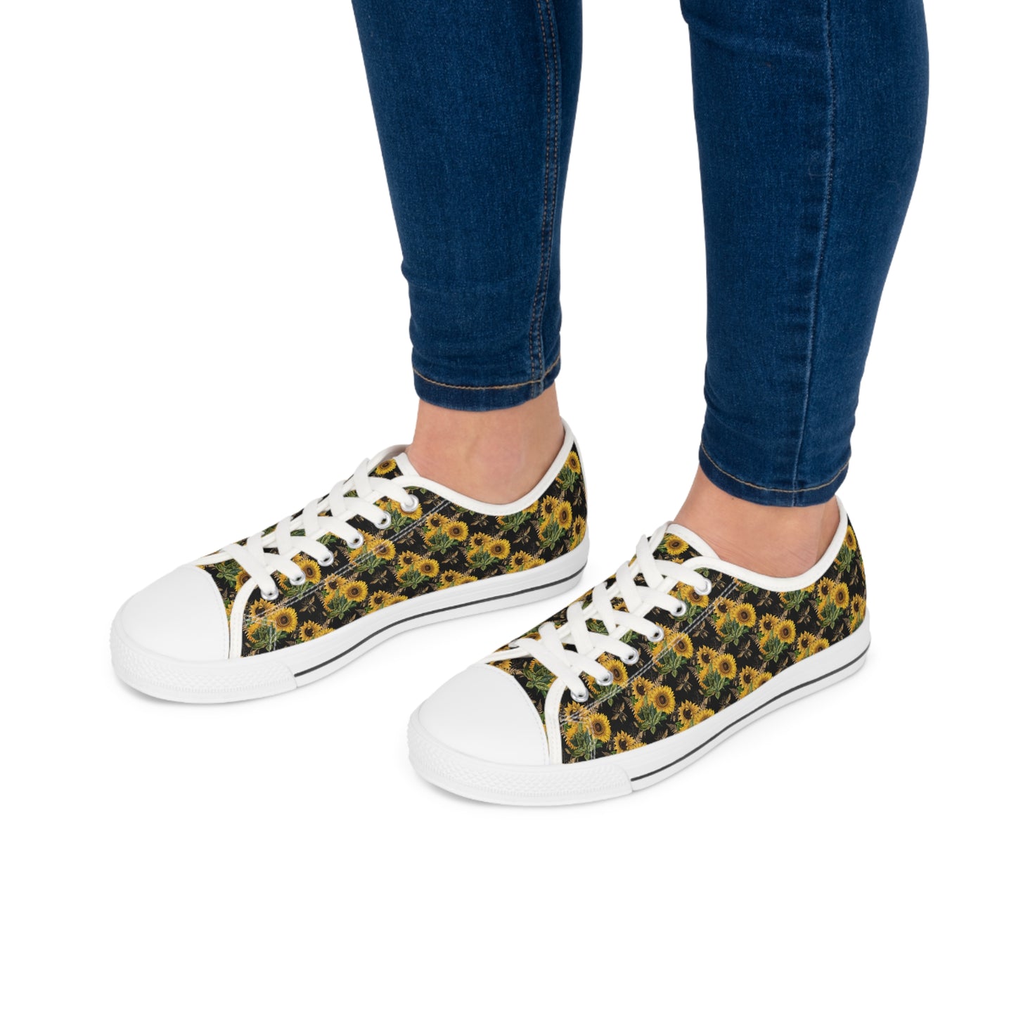 Women's Low Top Sunflower and Bee Sneakers