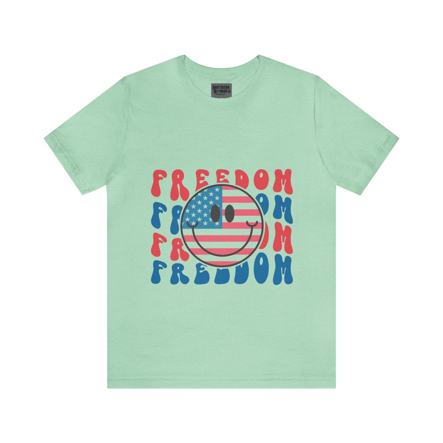 Freedom Smiley Face Flag Unisex Jersey Short Sleeve Tee Patriotic American Flag