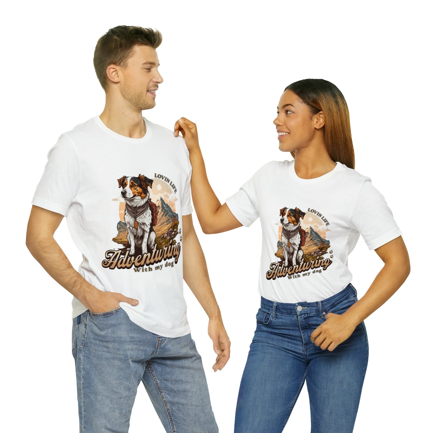 Adventuring with my Dog Short Sleeve Tee, Vintage Outdoor theme