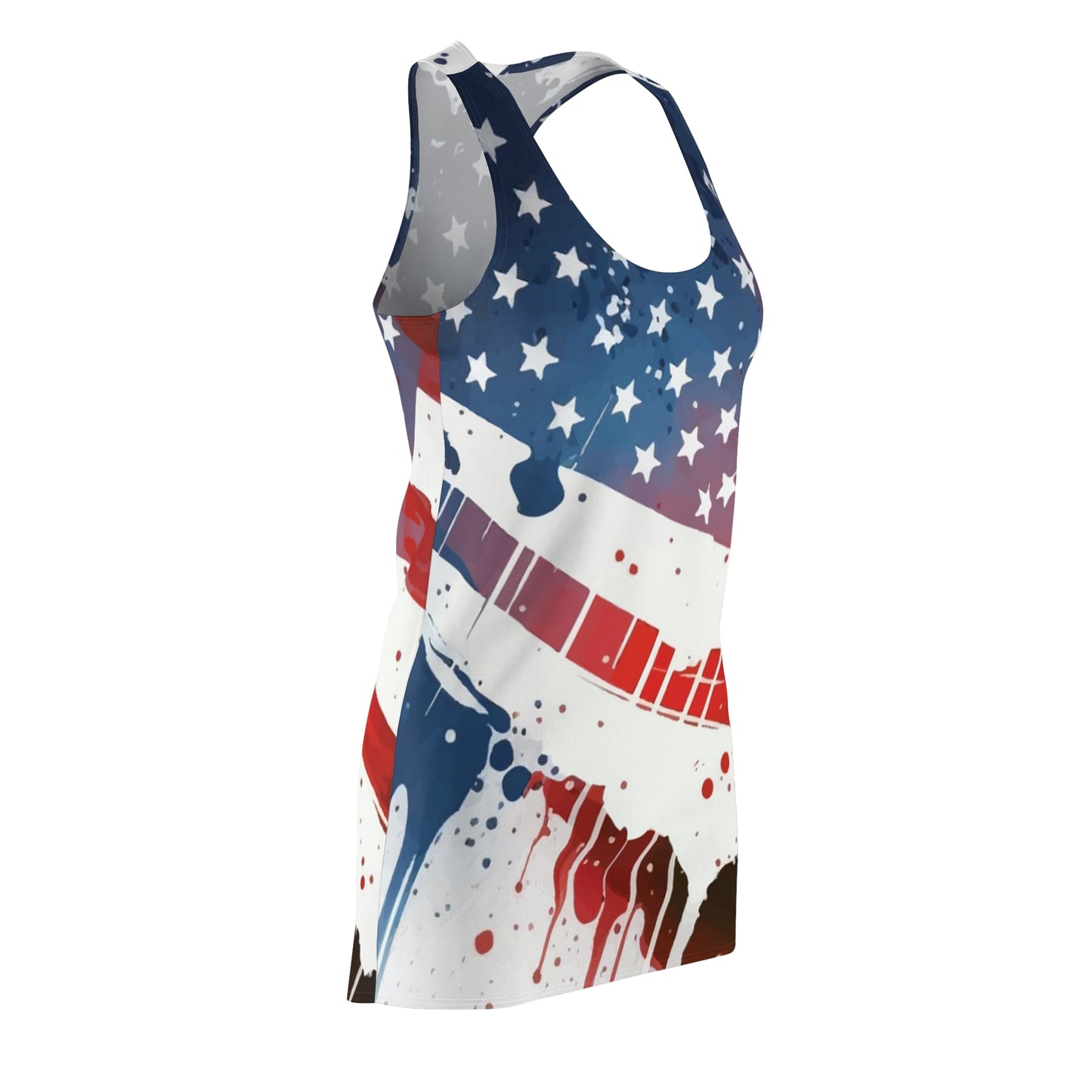 Distressed American flag dress Women's Racerback Dress Patriotic