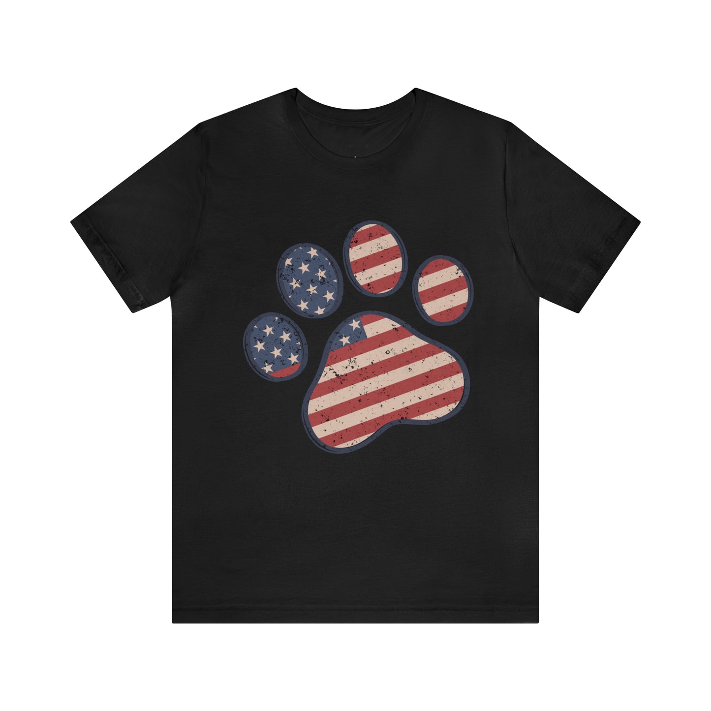 4th of July Pawprint Unisex Jersey Short Sleeve Tee Patriotic American Flag