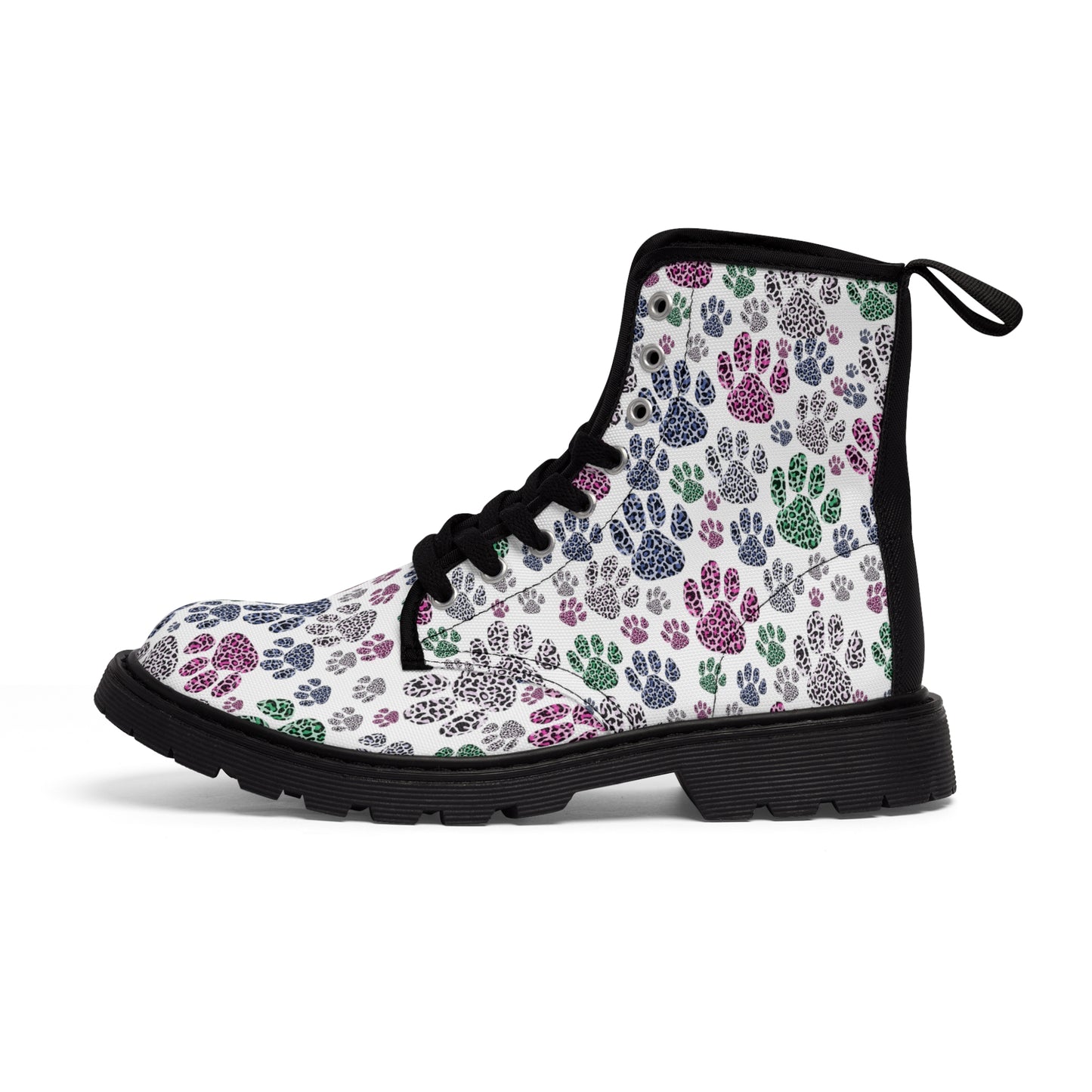 Women's Canvas Boots Leopard paw prints multicolor