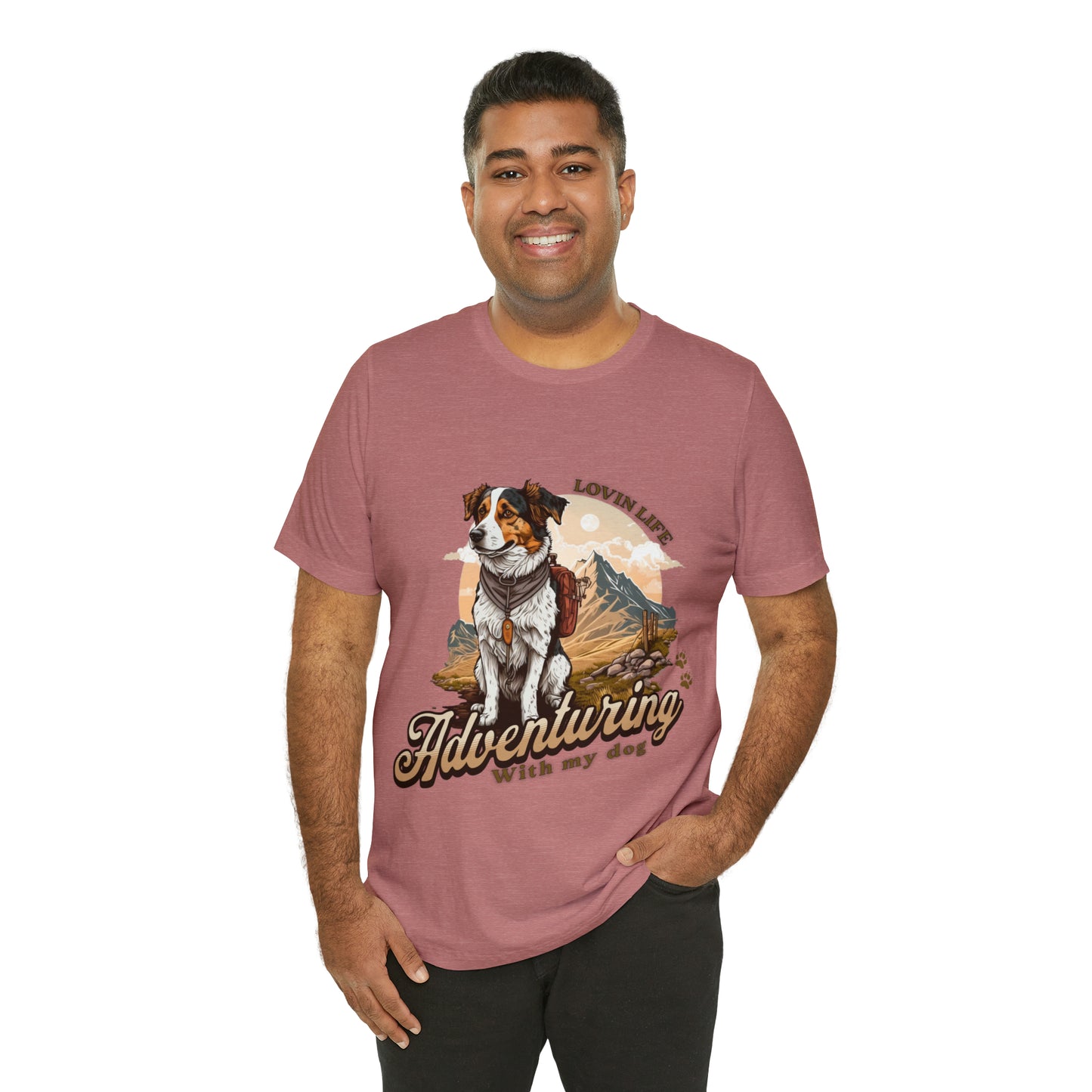 Adventuring with my Dog Short Sleeve Tee, Vintage Outdoor theme