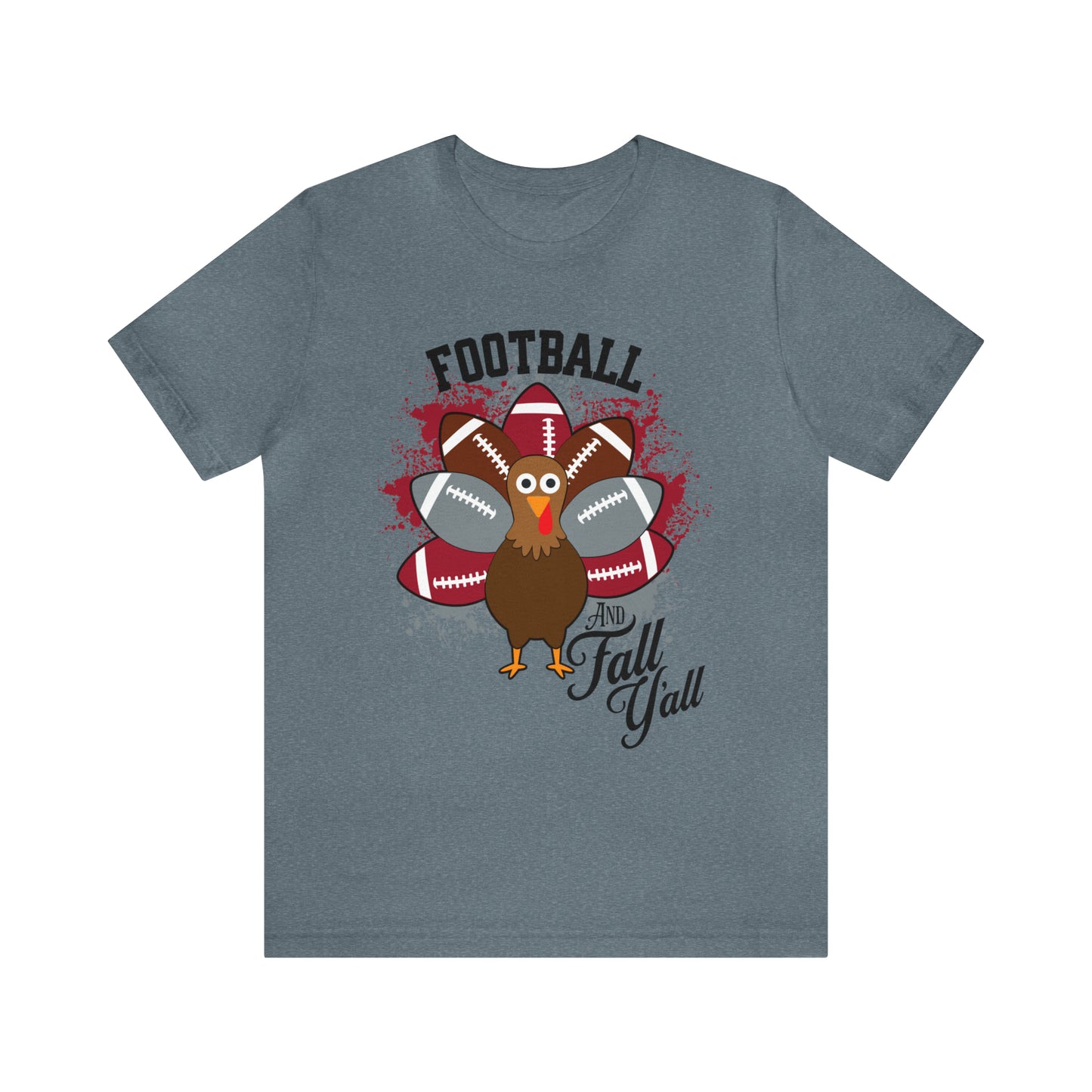 Custom Crimson and Gray Football and Fall Short Sleeve Tee, Football and turkey shirt, Alabama