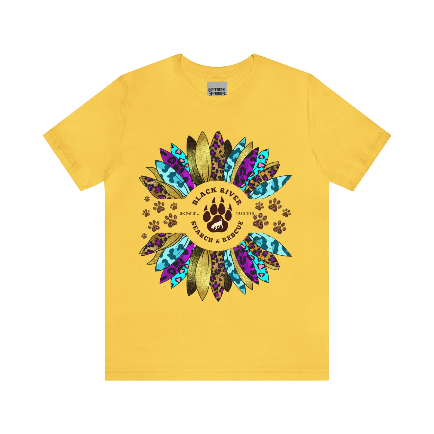 Black River Search & Rescue Logo Multicolor Sunflower Unisex Jersey Short Sleeve Tee