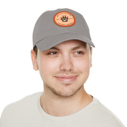 Copy of Unisex Hat with Leather Patch (Round), Black River Search & Rescue Logo, Orange patch