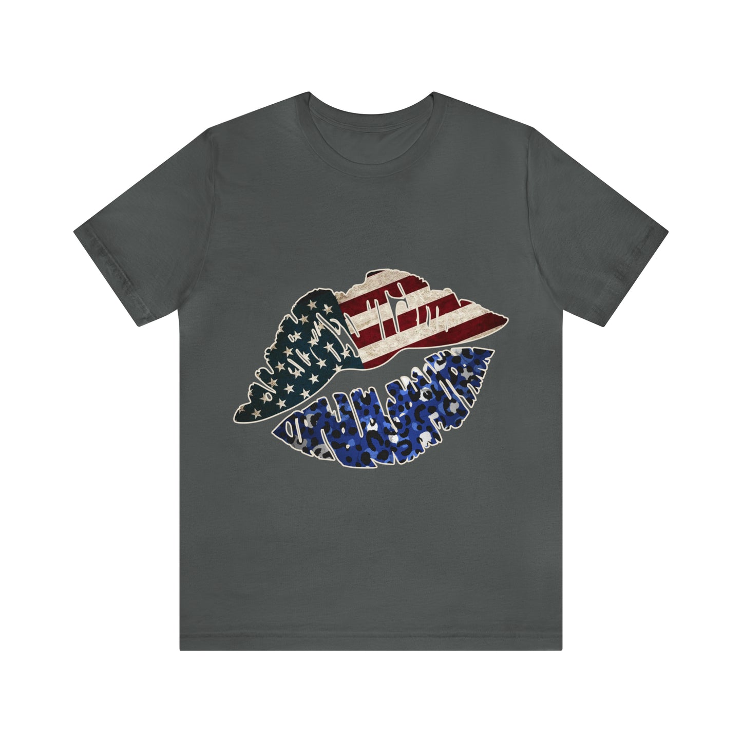 American Flag Lips 4th of July Unisex Jersey Short Sleeve Tee Patriotic Retro