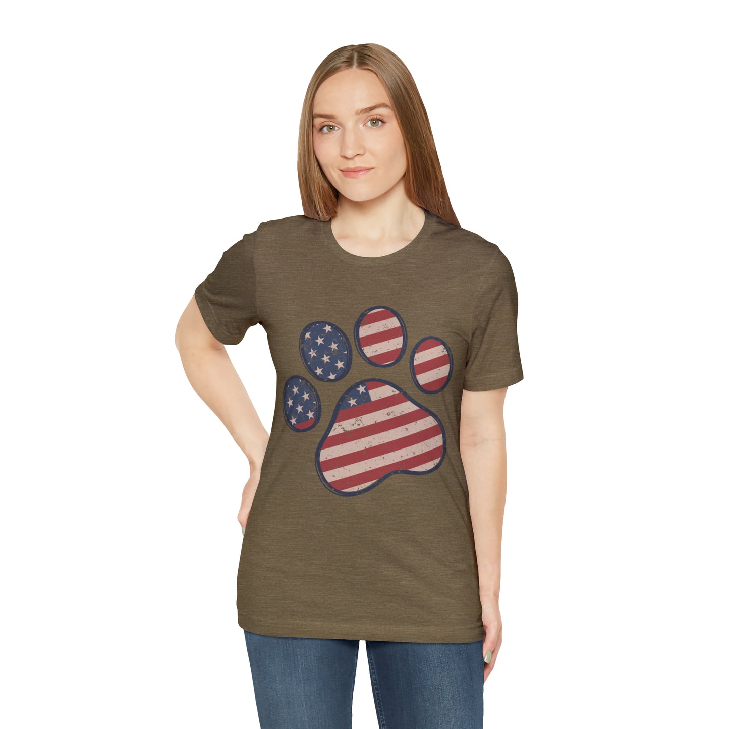 4th of July Pawprint Unisex Jersey Short Sleeve Tee Patriotic American Flag