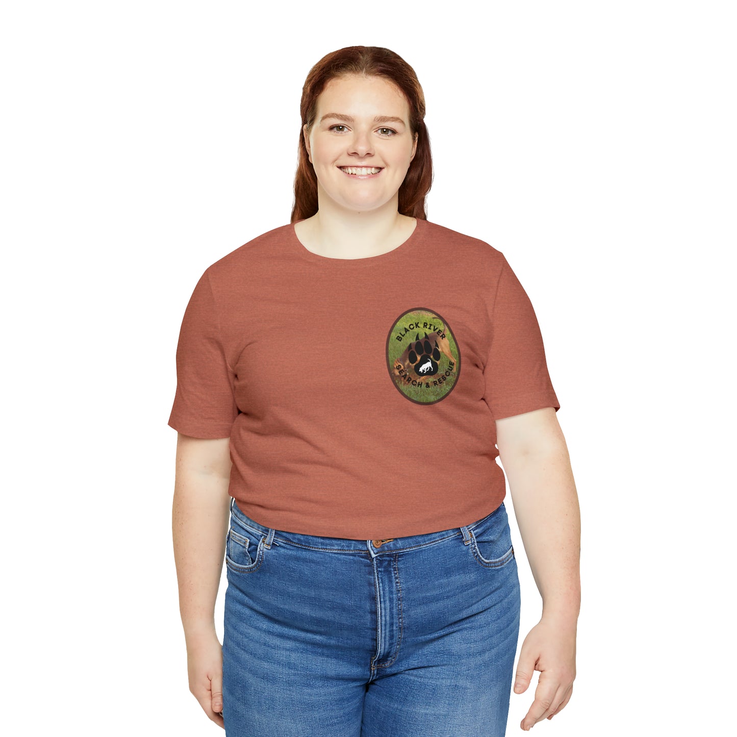 Black River Search & Rescue Logo with Lucy Unisex Jersey Short Sleeve Tee