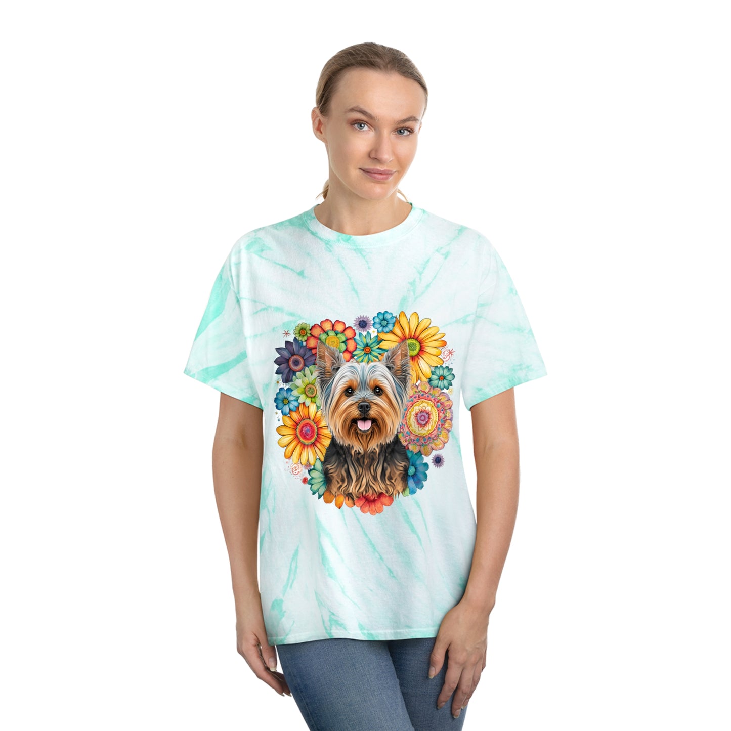 Yorkie pawprint Love Tie-Dye Tee, Cyclone