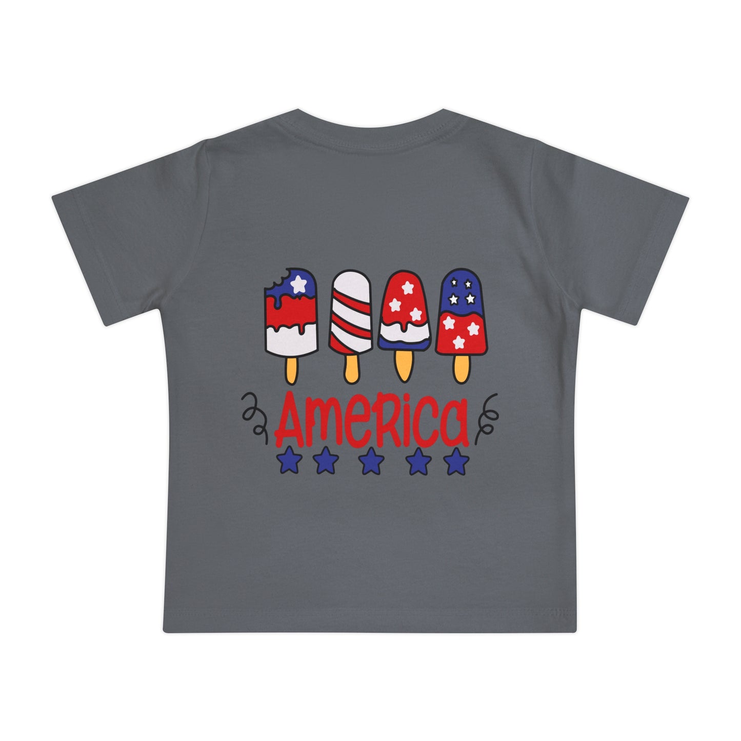 Red White and Cute 4th of July Baby Short Sleeve T-Shirt Patriotic