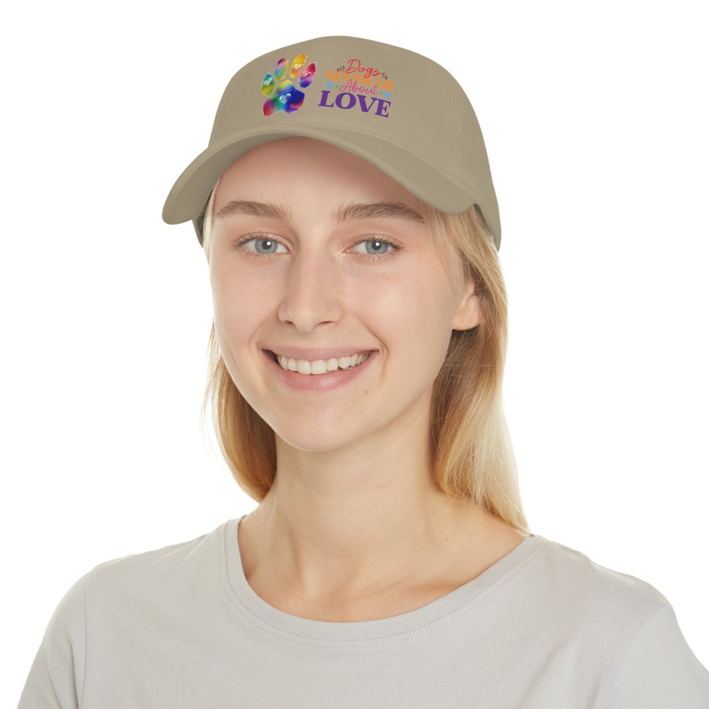 Low Profile Baseball  dogs never lie about love, rainbow pawprint