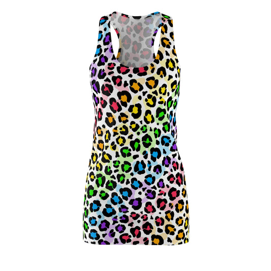 Women's Cut & Sew Racerback Dress Multicolor Leopard Print