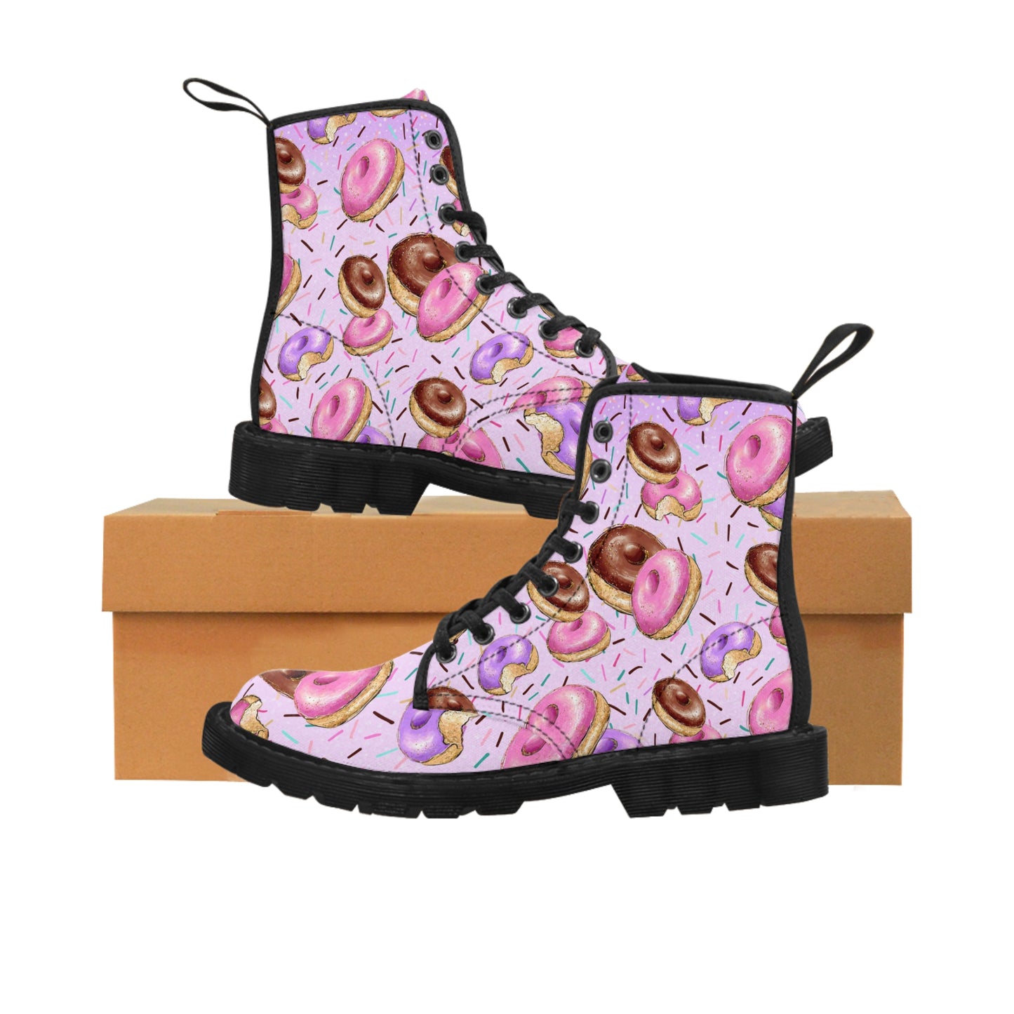 Donut Pink Women's Canvas Boots