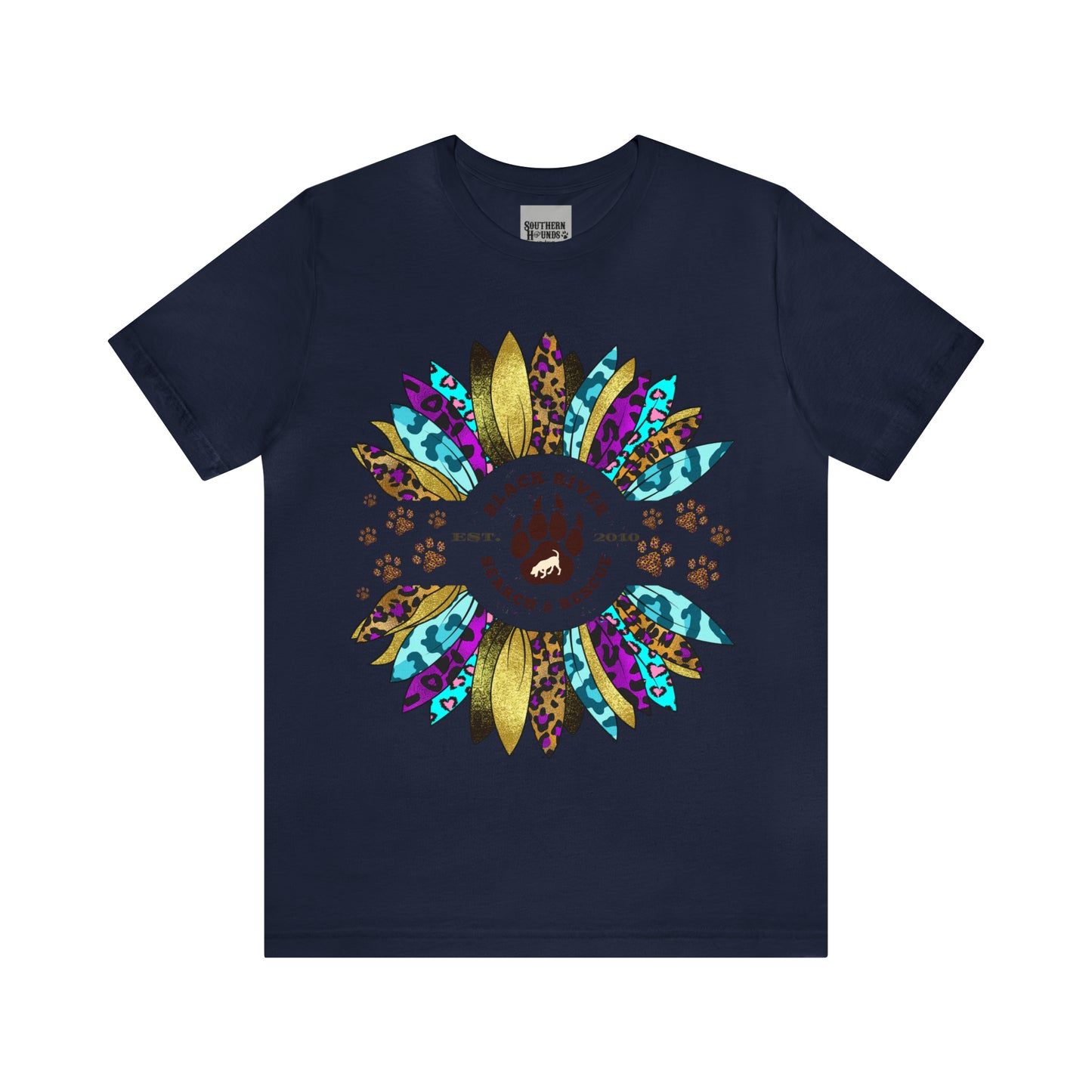 Black River Search & Rescue Logo Multicolor Sunflower Unisex Jersey Short Sleeve Tee