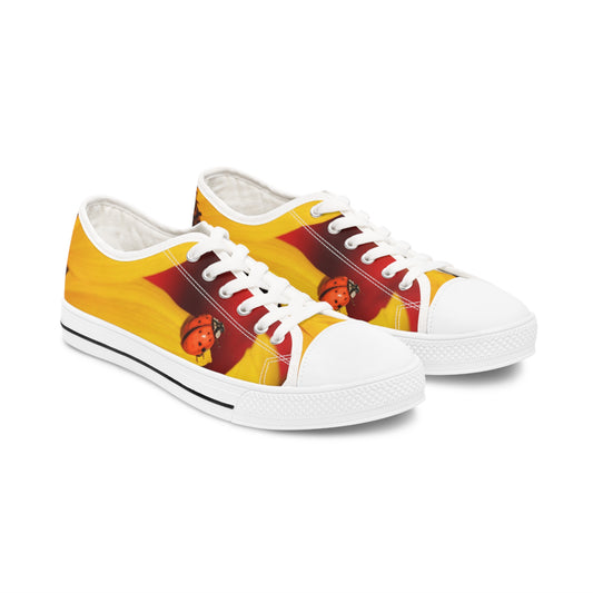 Women's Low Top Sneakers, Ladybug, Sunflower