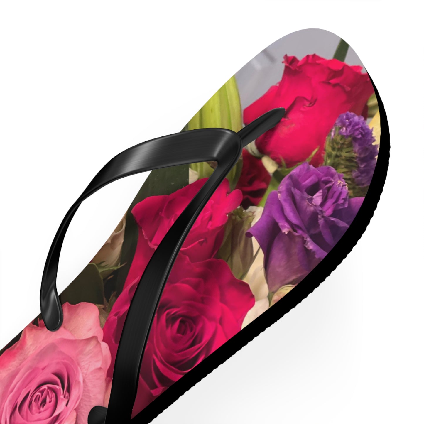 Flip Flops, roses, flowers, red, pink, purple