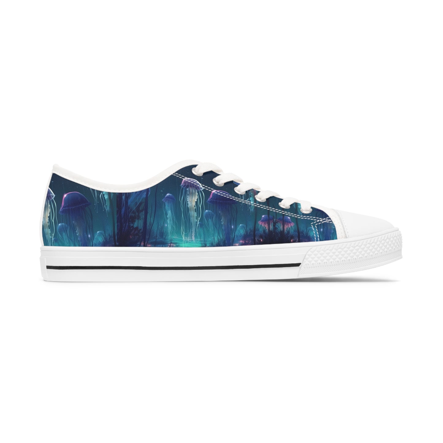 Women's Low Top Sneakers, Jellyfish, Under sea