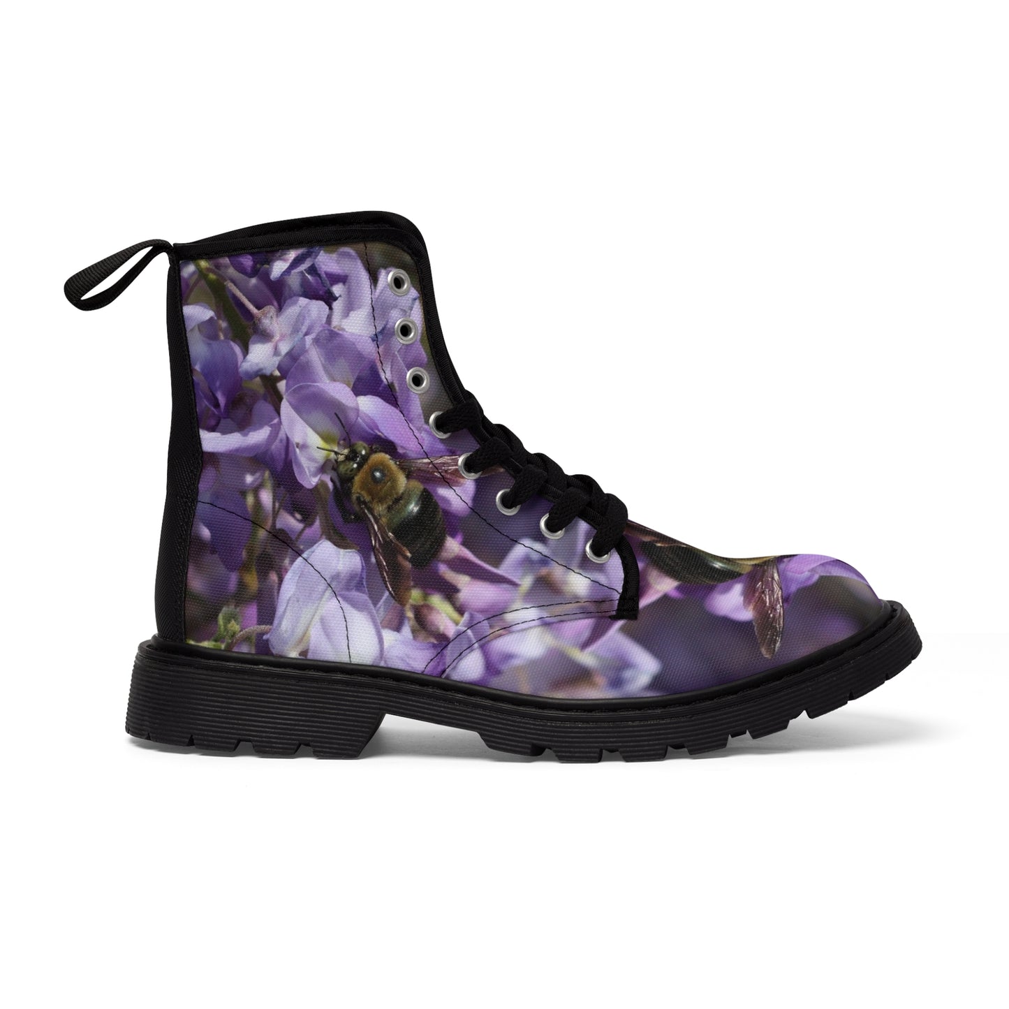 Women's Canvas Boots, Bumblebee, purple, flowers