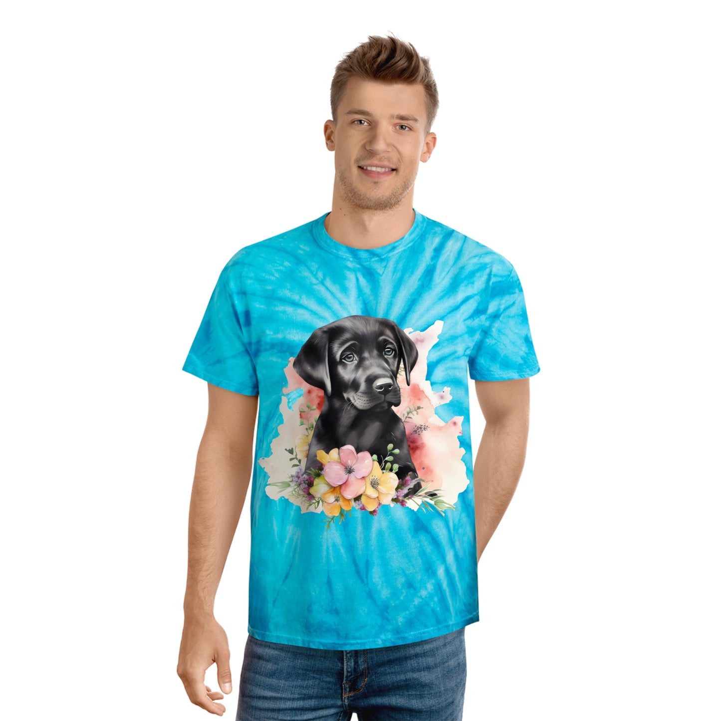 Black Lab pawprint Love Tie-Dye Tee, Cyclone