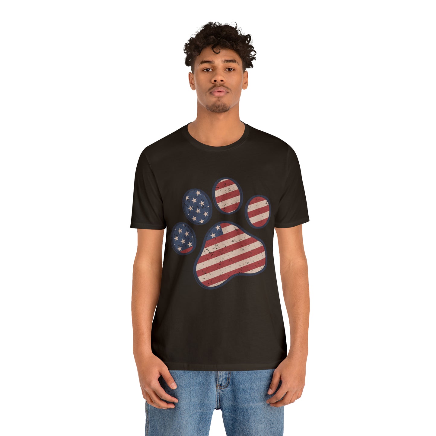 4th of July Pawprint Unisex Jersey Short Sleeve Tee Patriotic American Flag