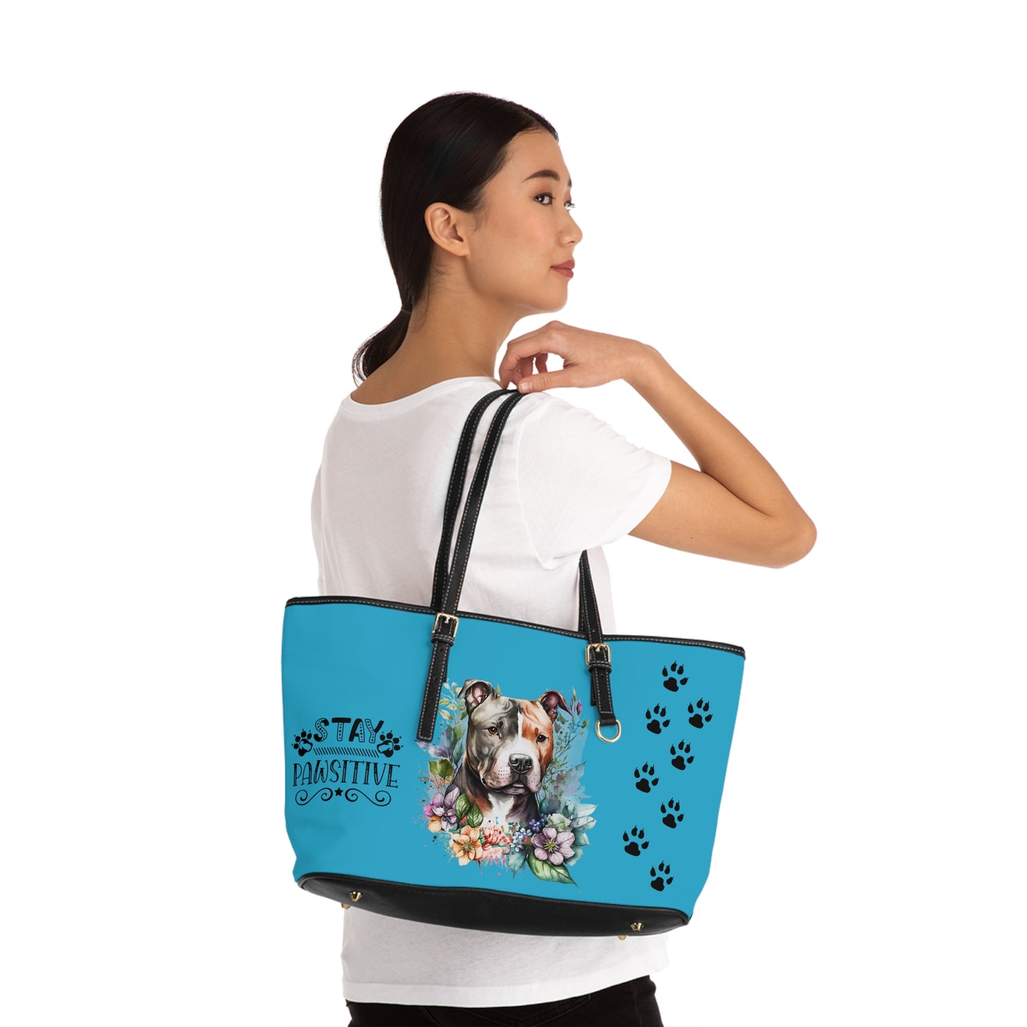 Turquoise Pitbull Leather Shoulder Bag You had me at Woof Stay Pawsitive