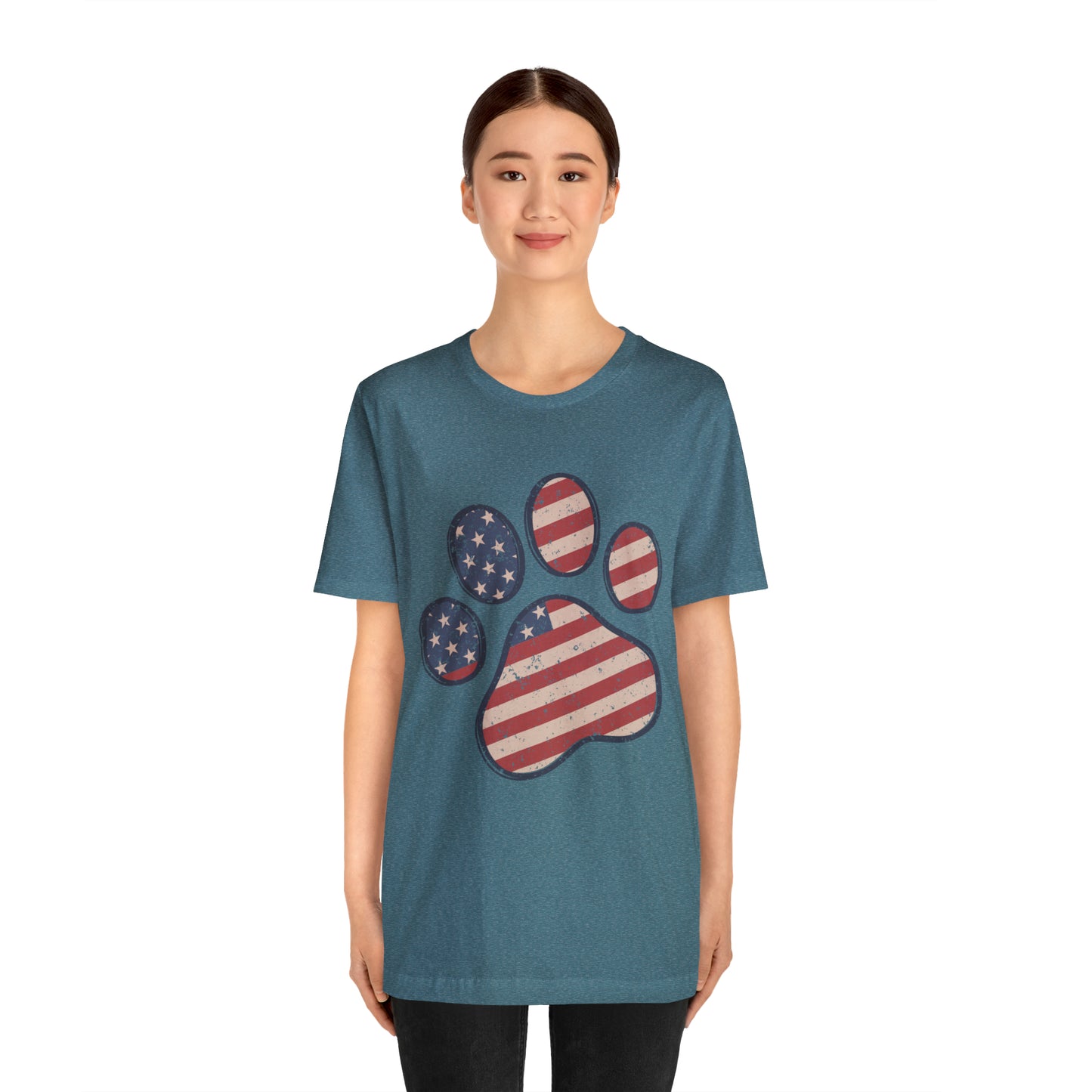 4th of July Pawprint Unisex Jersey Short Sleeve Tee Patriotic American Flag
