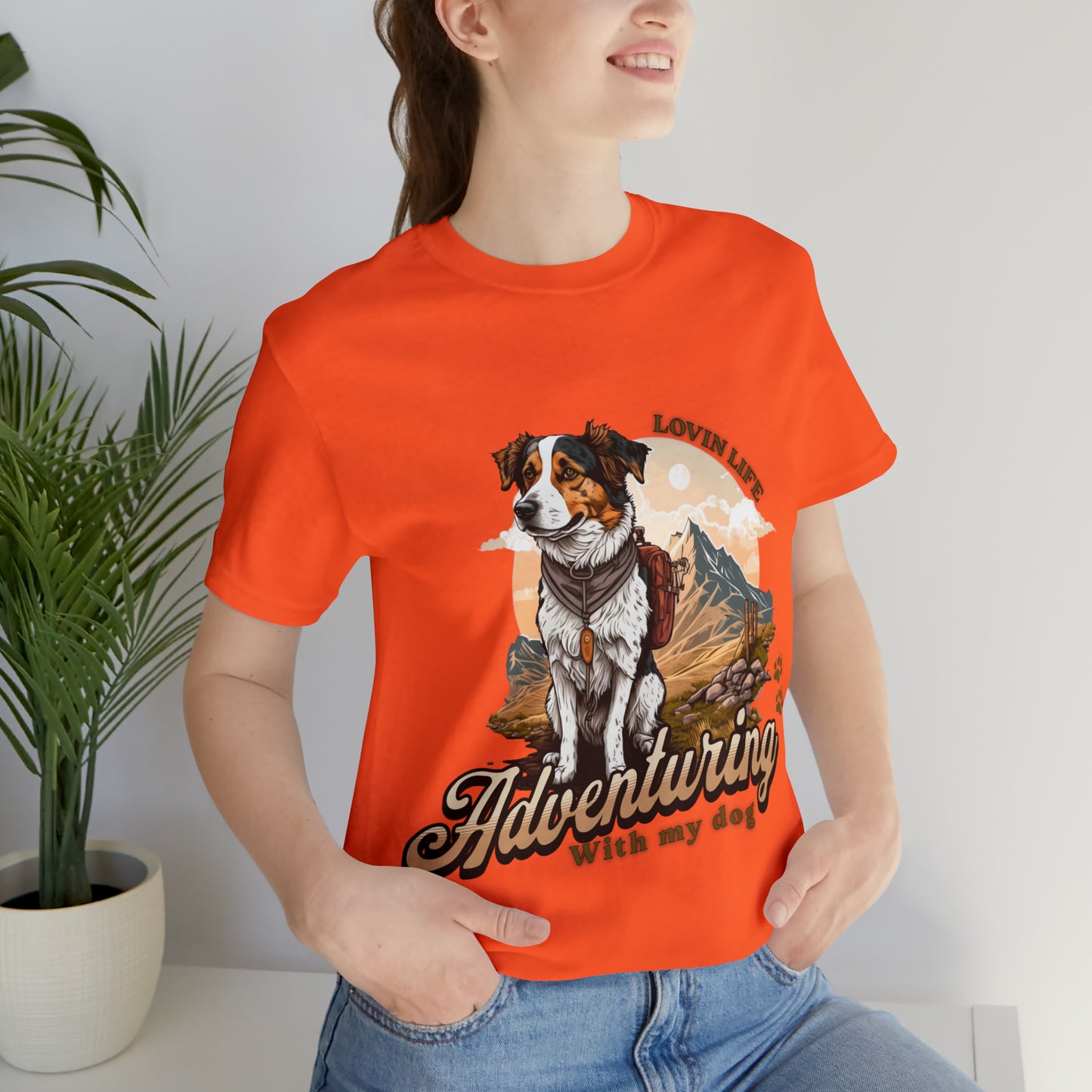 Adventuring with my Dog Short Sleeve Tee, Vintage Outdoor theme