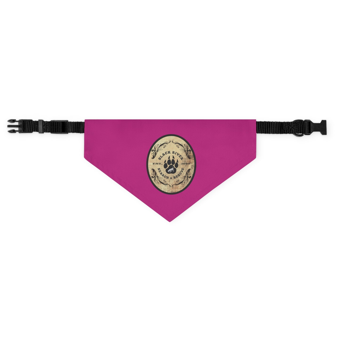 Pink Black River Search & Rescue Logo Pet Bandana Collar