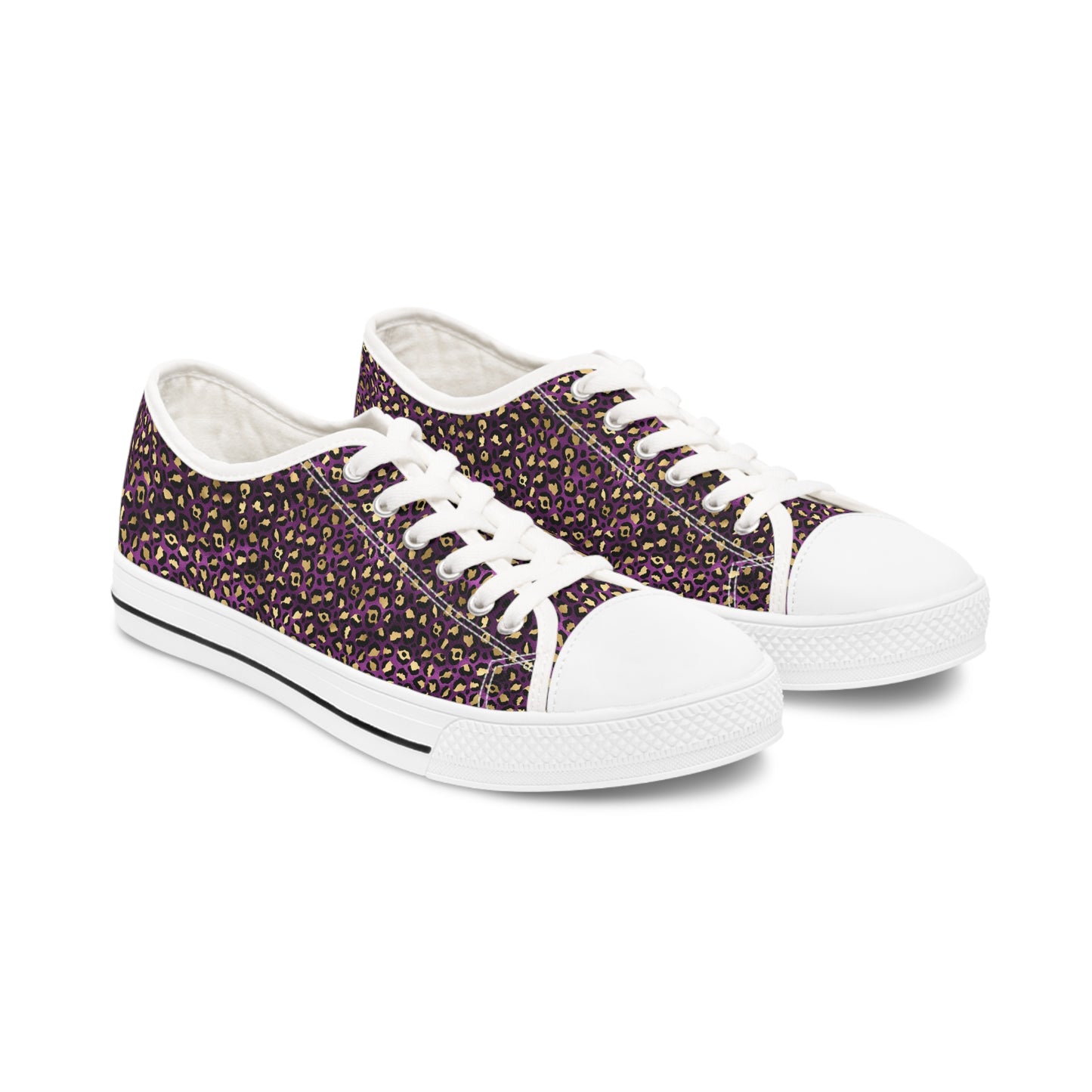 Women's Low Top Purple and gold Leopard Print Sneakers