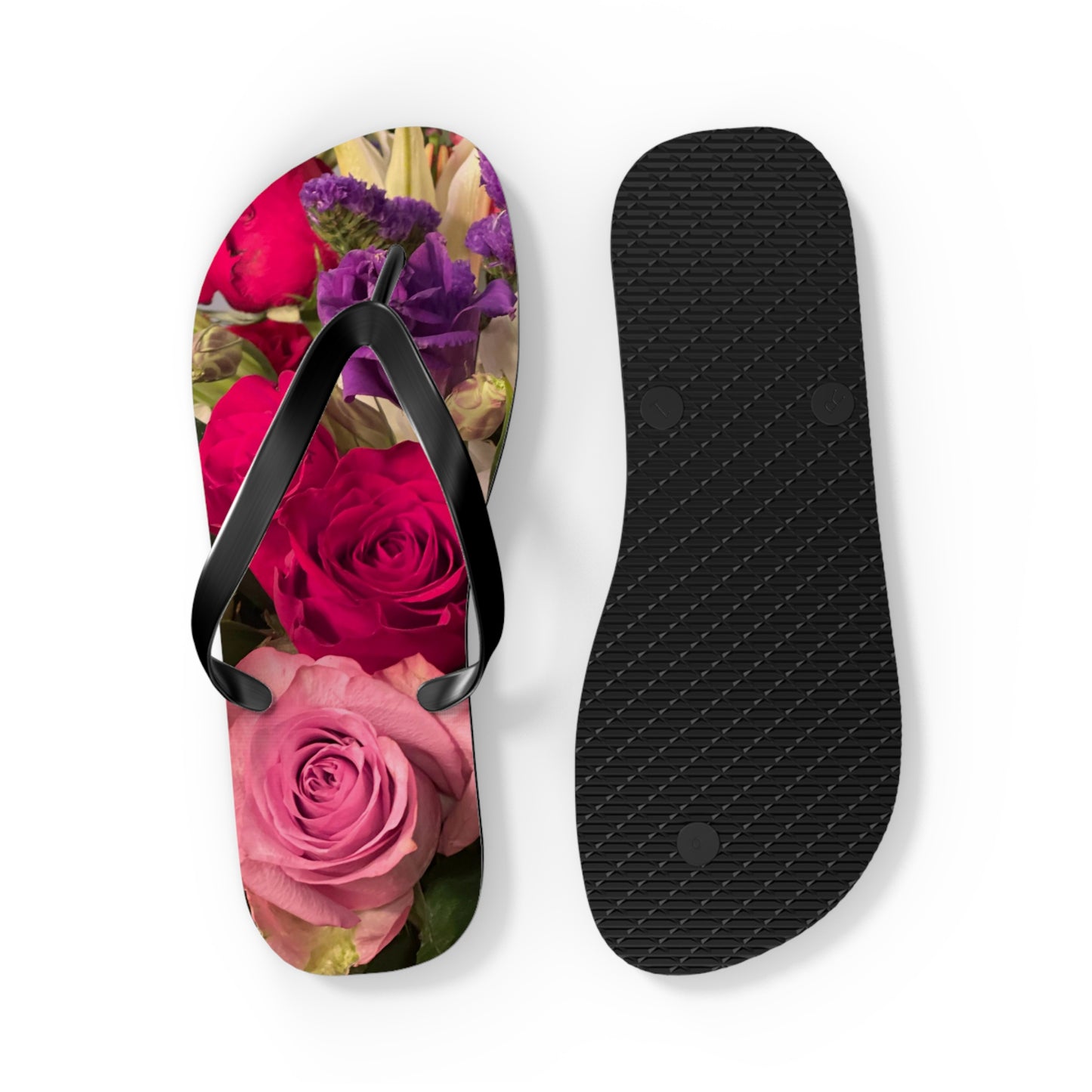 Flip Flops, roses, flowers, red, pink, purple