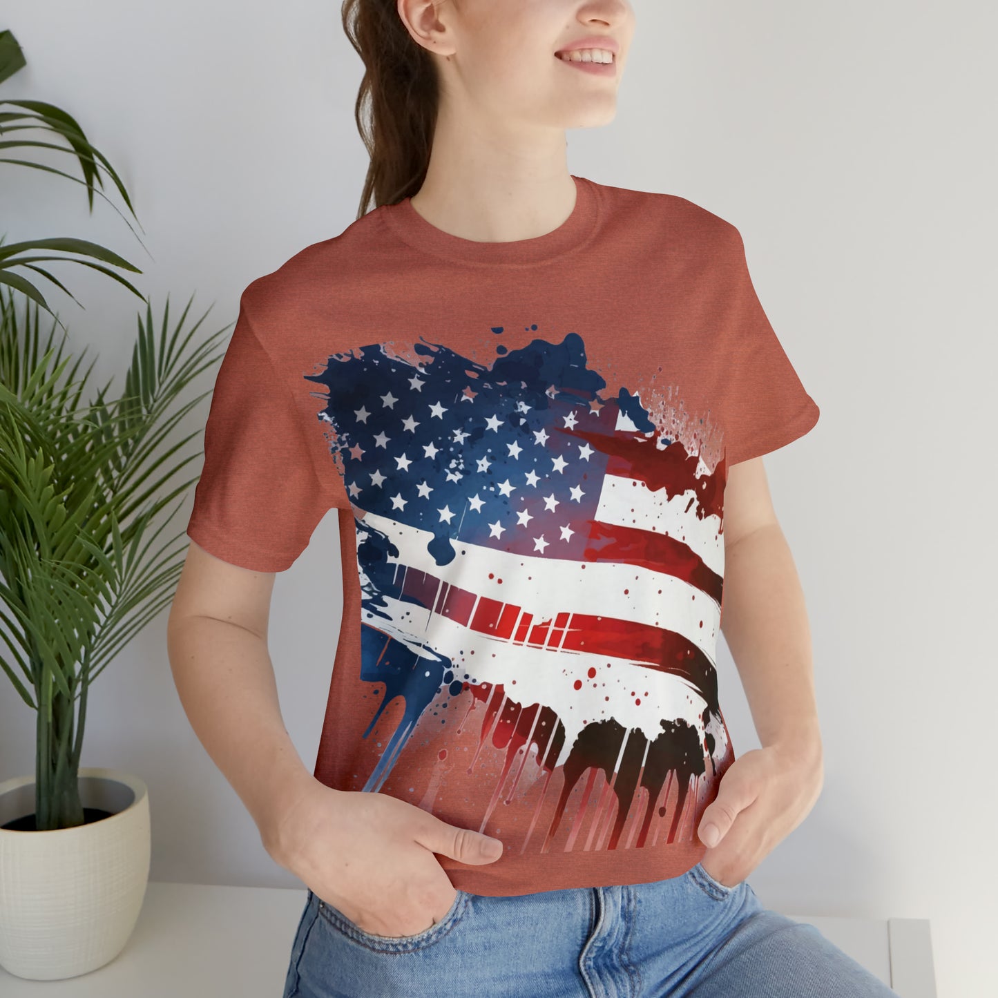 American Flag Unisex Jersey Short Sleeve Tee Patriotic July 4th