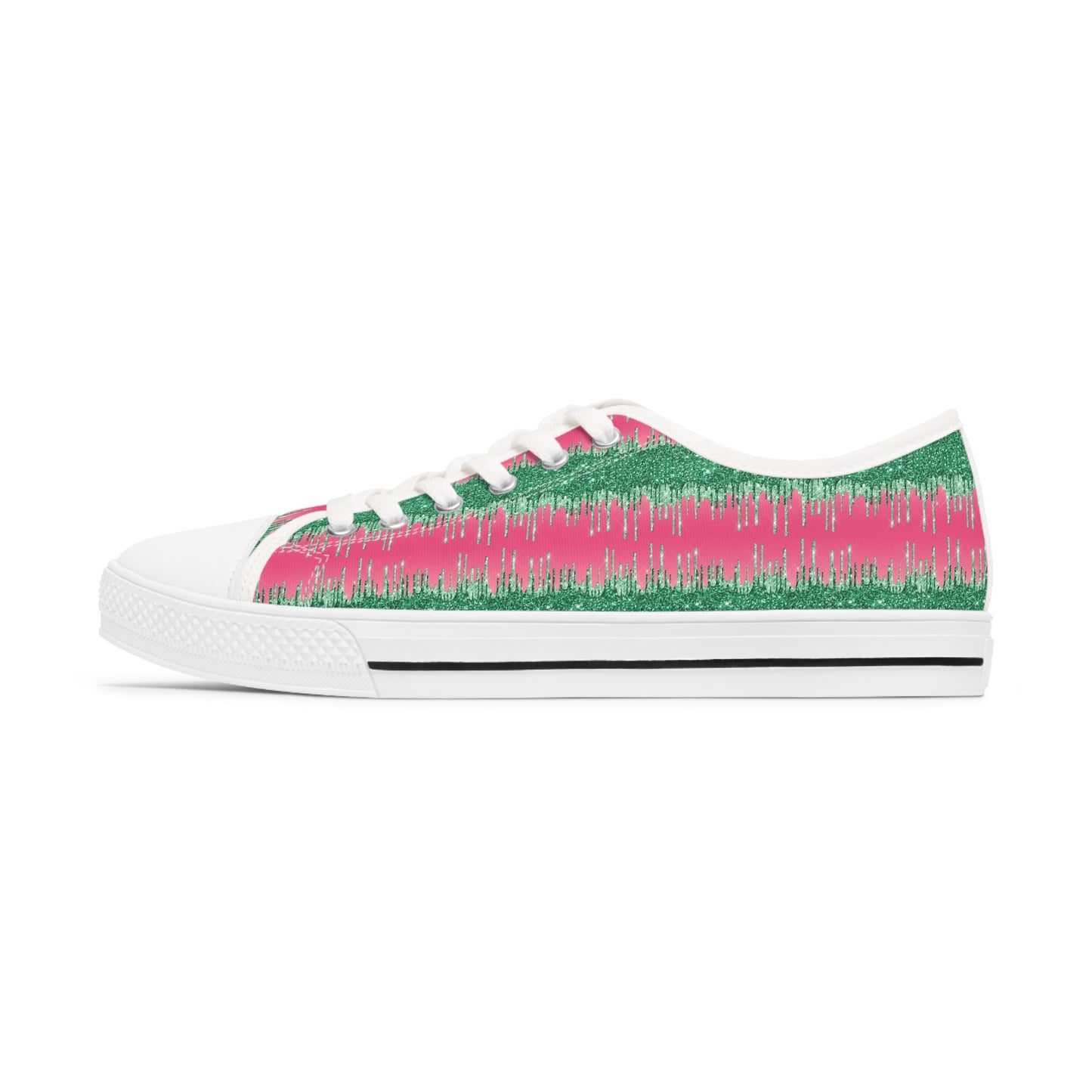 Pink and Green Women's Low Top Sneakers