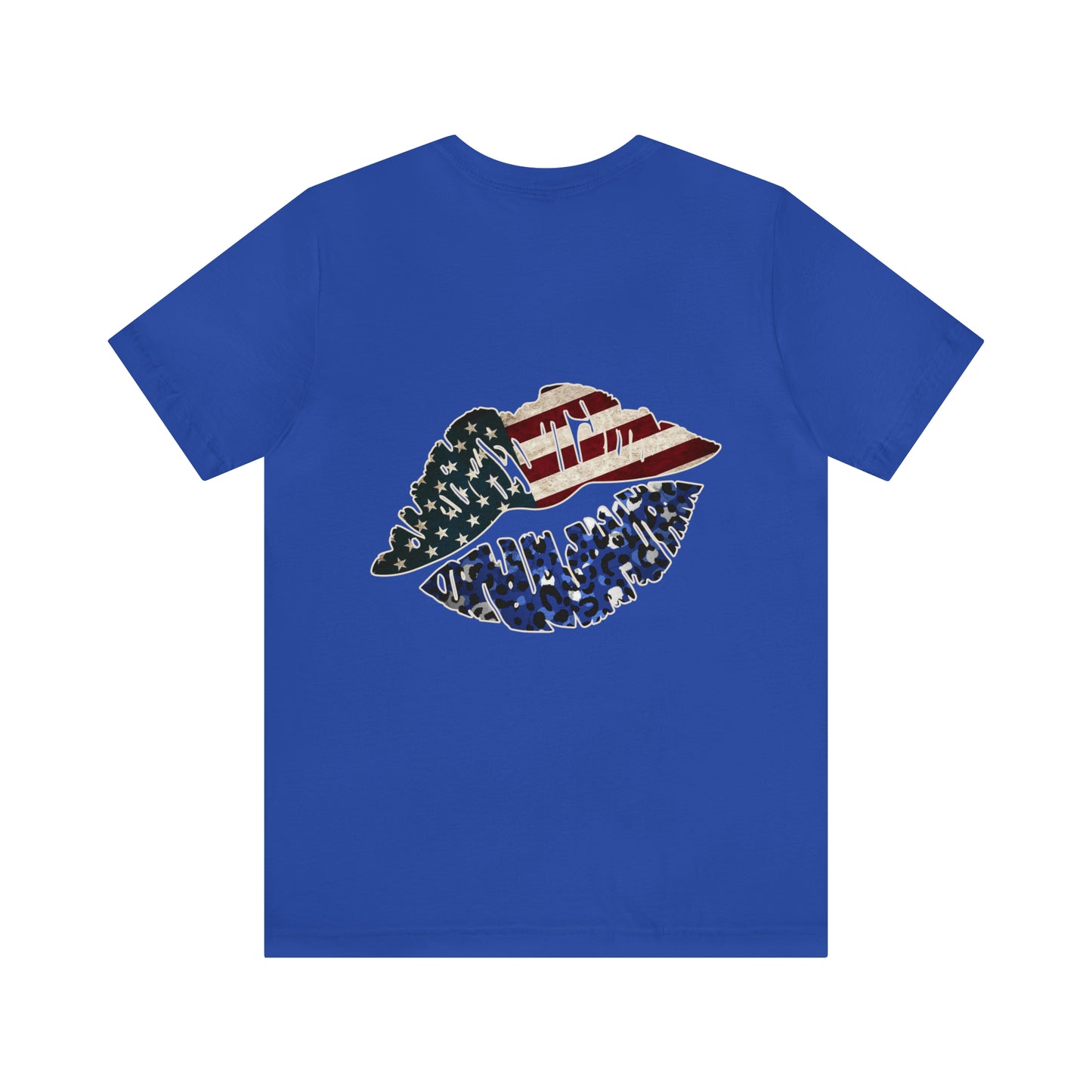 American Flag Lips 4th of July Unisex Jersey Short Sleeve Tee Patriotic Retro