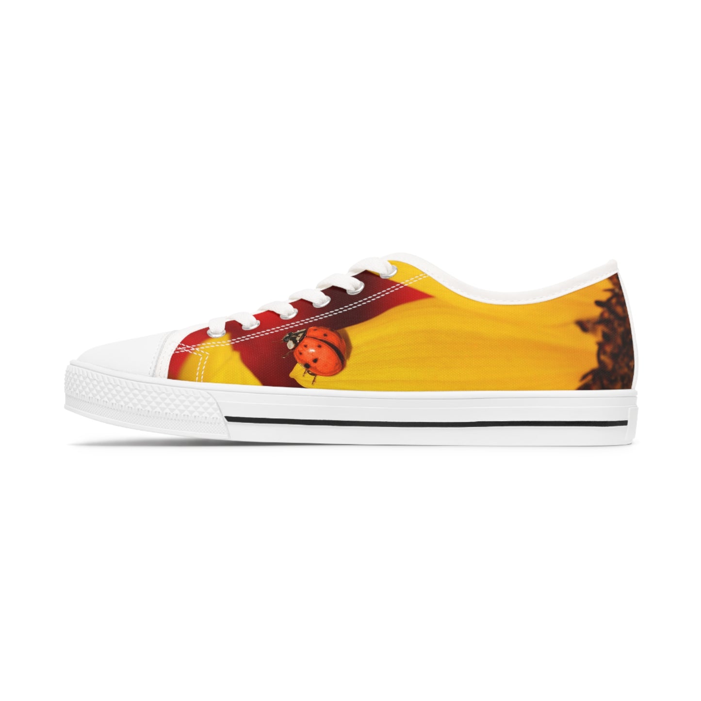 Women's Low Top Sneakers, Ladybug, Sunflower