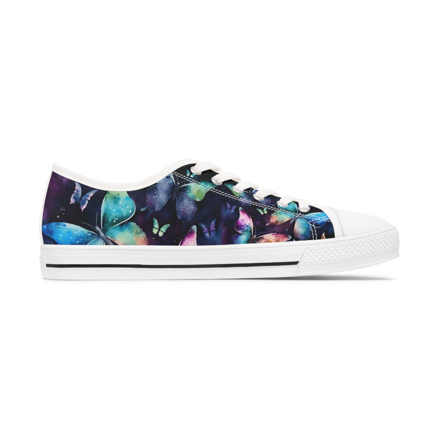 Women's Low Top Sneakers, watercolor butterfly, multi-color